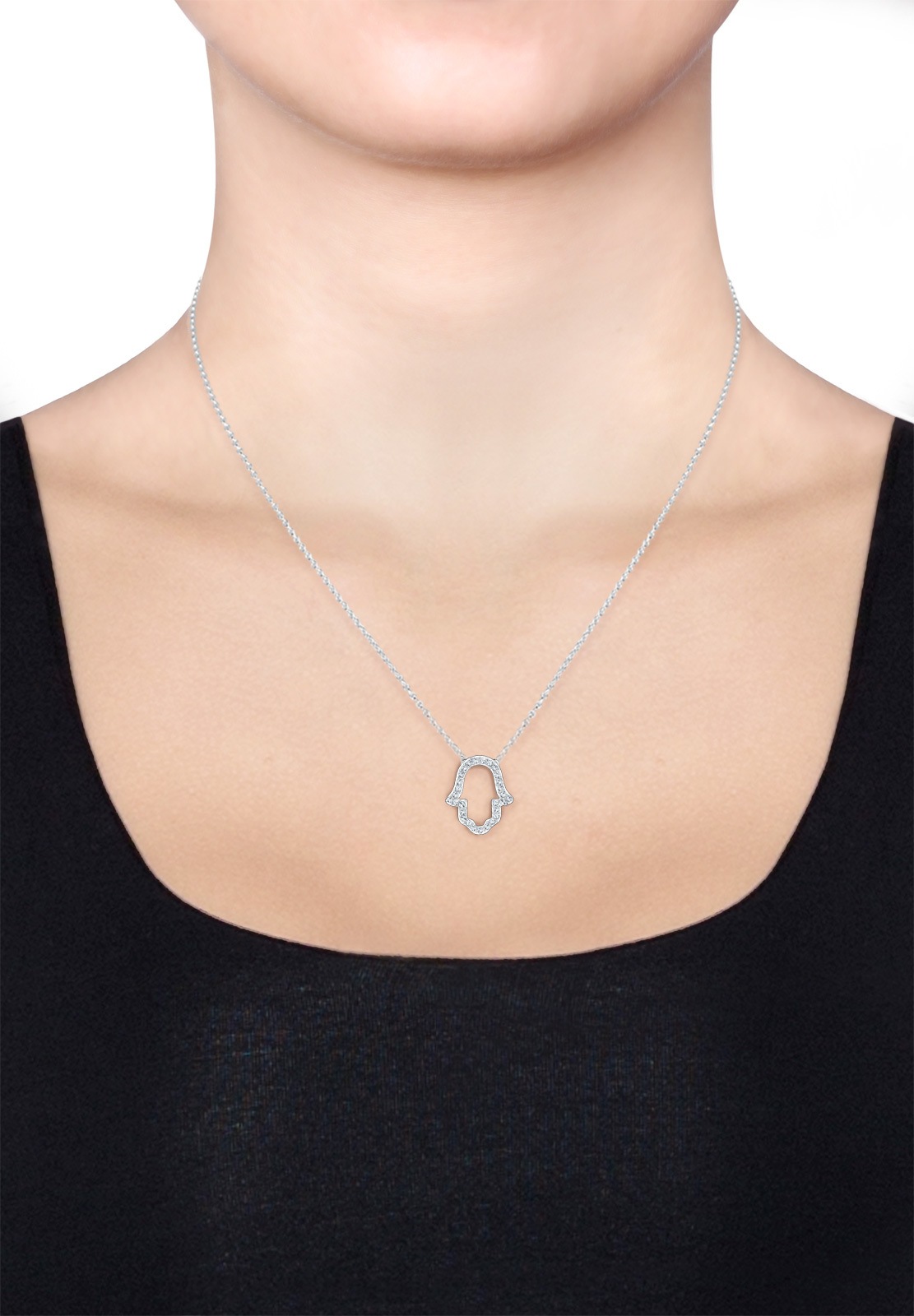 Elli Collierkettchen »Hand der Fatima Hamsa Hand Kristalle 925 Silber«