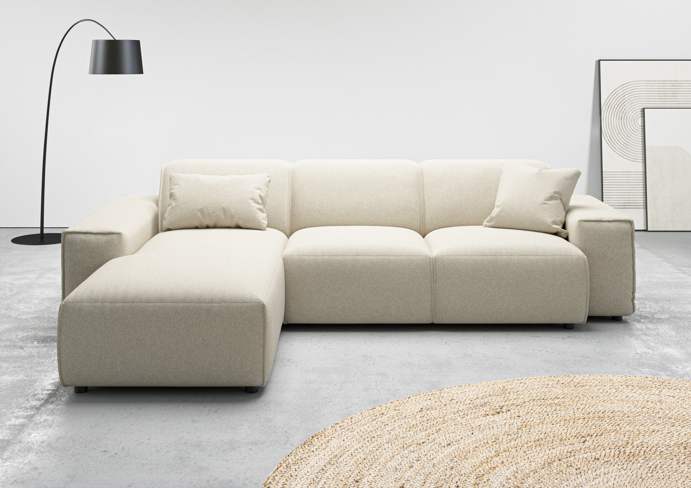 andas Ecksofa »Glimminge L-Form auch in Breitcord, Feincord + Easy care-Bezug,«, Breite 264, Zierkissen