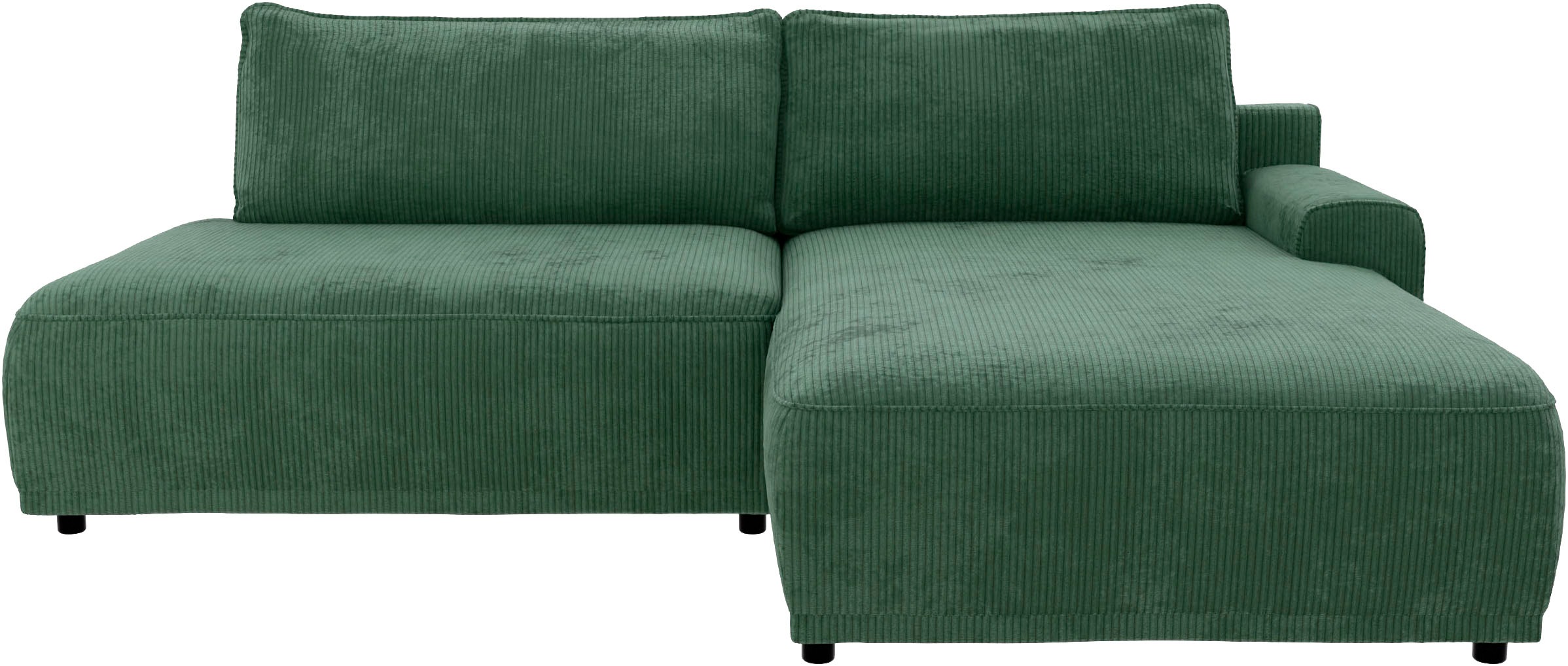 TRENDMANUFAKTUR Ecksofa »Fordon II, Schlafsofa mit Bettkasten, Couch in L-Form, Breite 250 cm«, in Cordstoff HYPER, dunkelgrün, Armlehne rechts