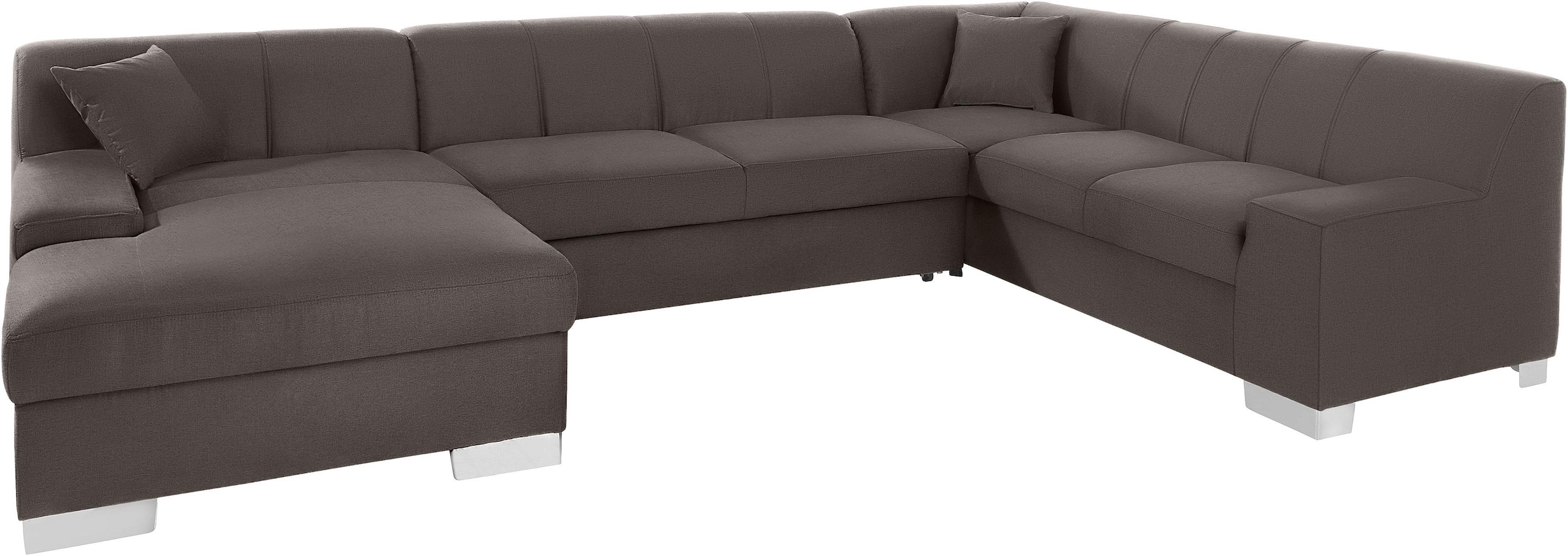 DOMO collection Wohnlandschaft »Bero, elegant und zeitlos, flache Armlehnen, U-Form«, fester Sitzkomfort, wahlweise mit Bettfunktion