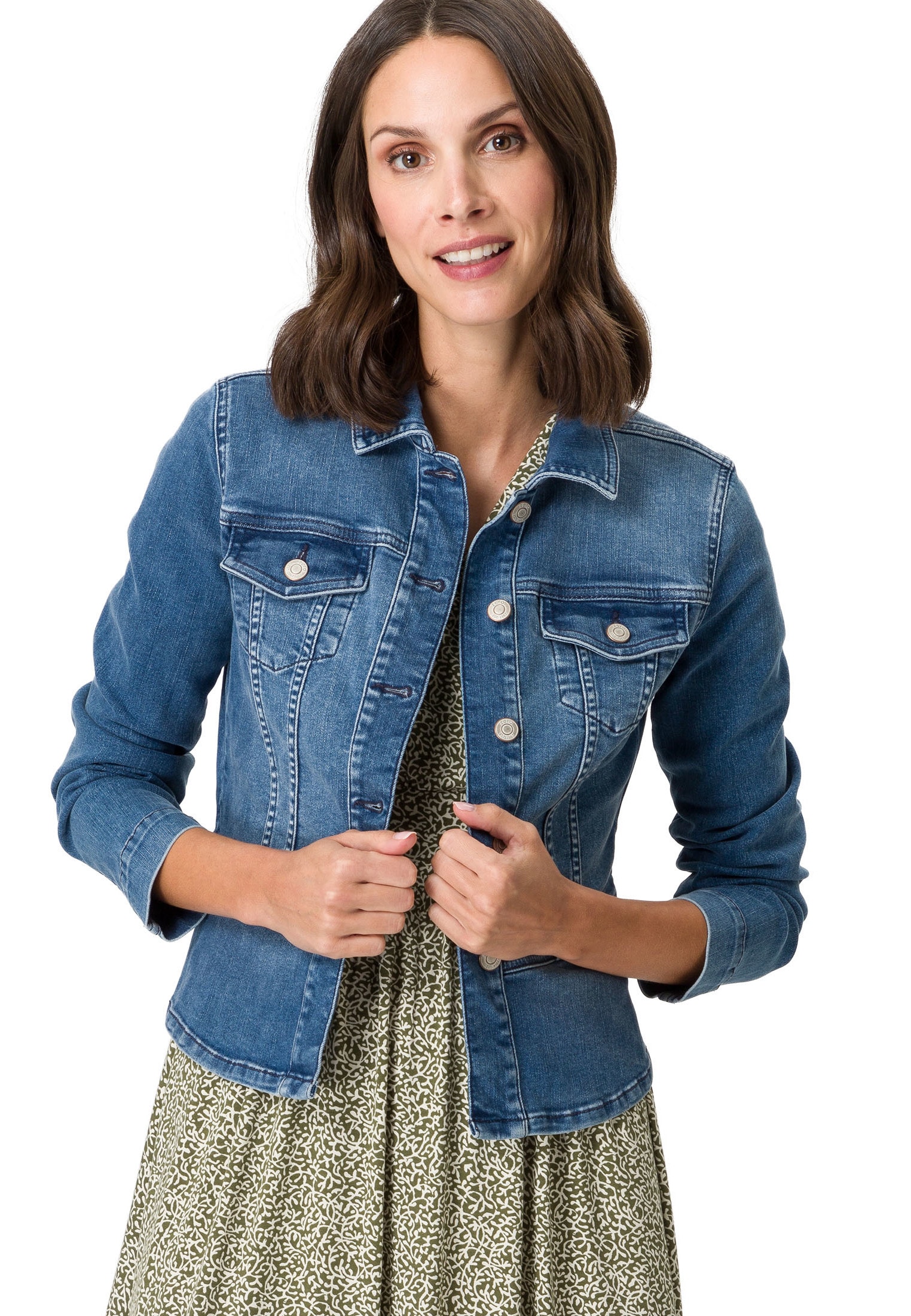 Zero Jeansjacke »zero Jeansjacke mit Schößchen«