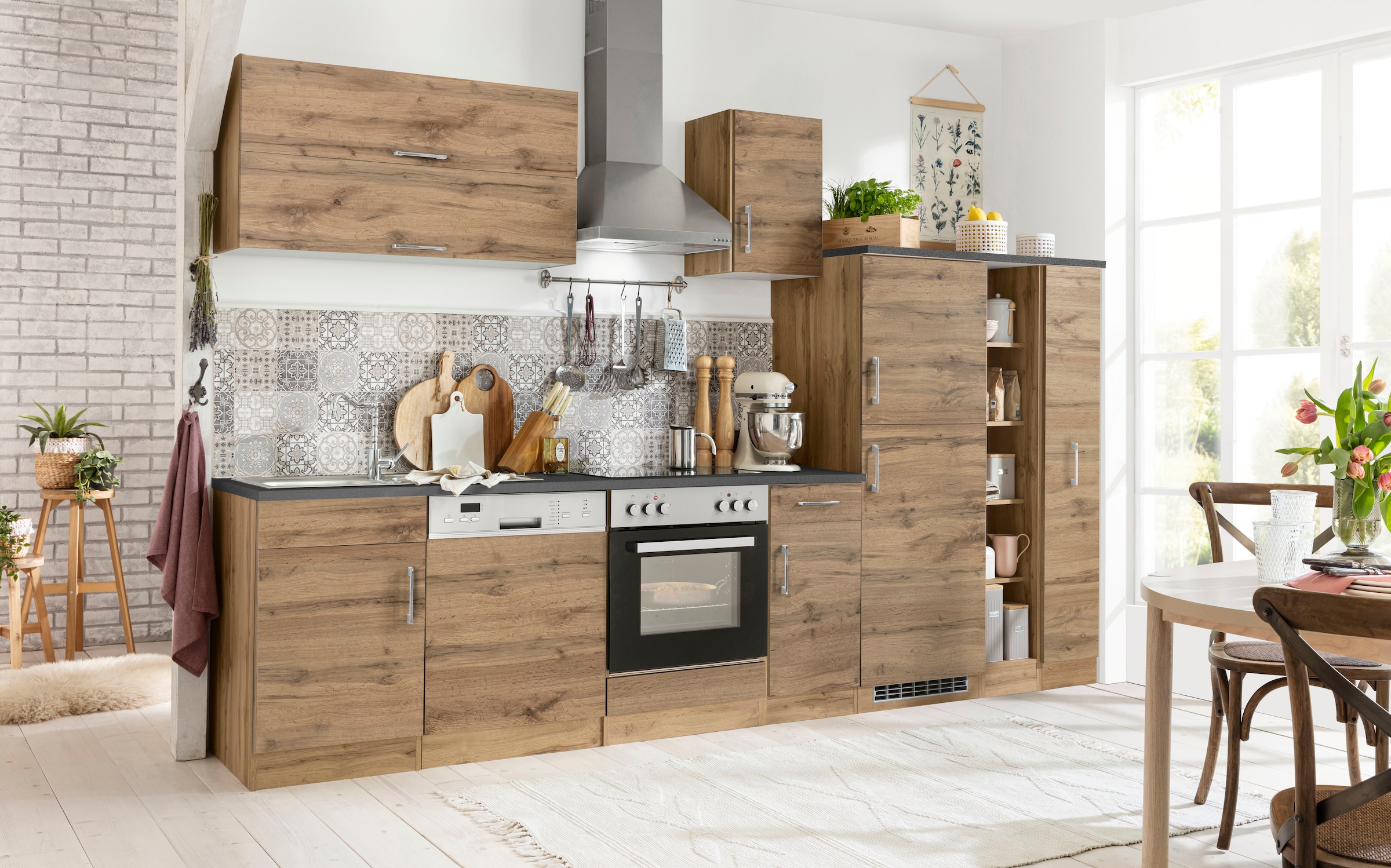 KOCHSTATION Küchenzeile »KS-Colmar« mit E-Geräten, Breite 330 cm