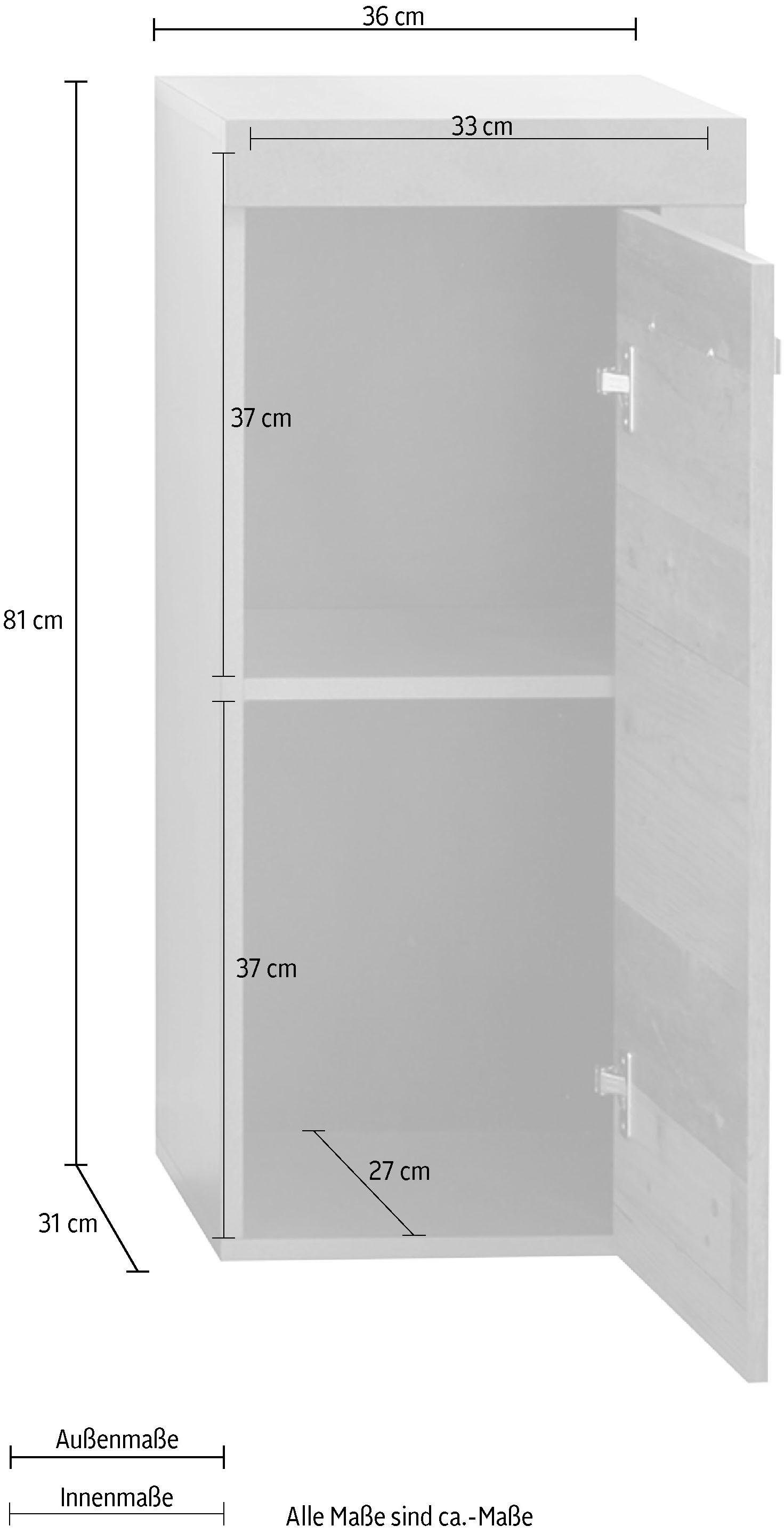 INOSIGN Unterschrank »Ilana«, Badschrank im modernen Industrial Style - Maße (B/T/H) 36/31/81 cm