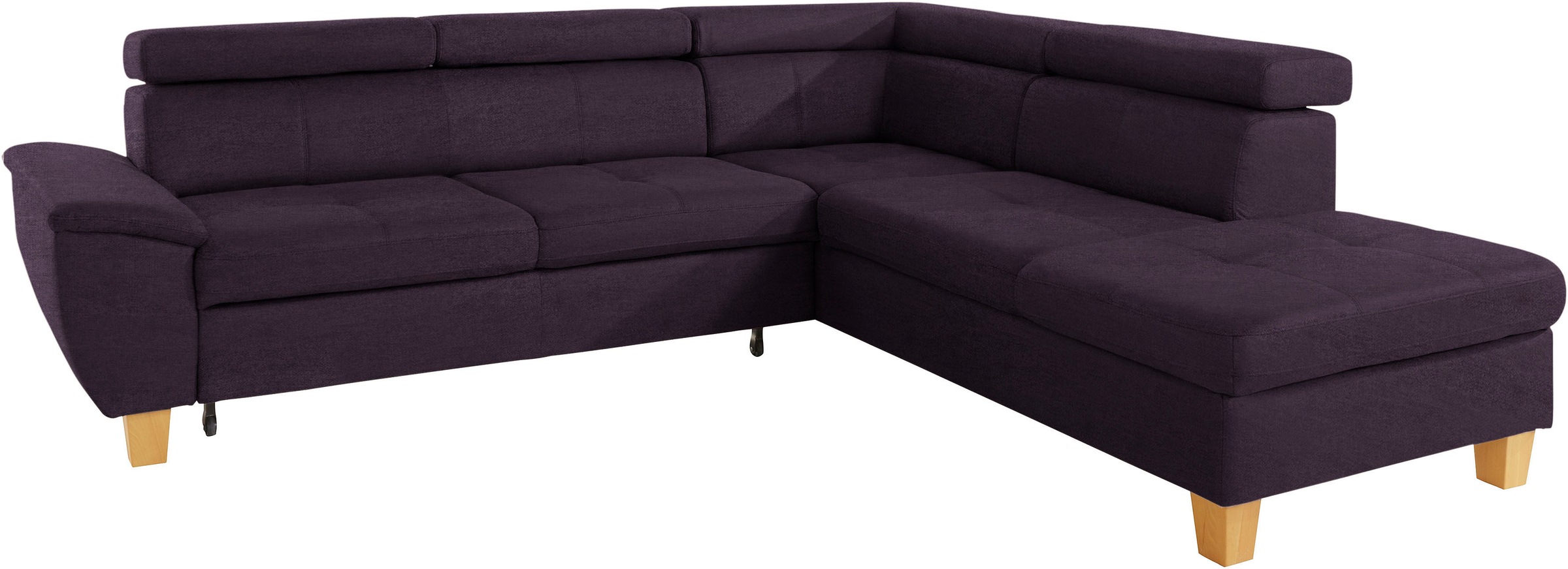 exxpo - sofa fashion Ecksofa »Enya, hoher Sitzkomfort, Breite 266cm, bequem, 12cm hohe Füße, L-Form« mit Kopfteilverstellung, wahlweise Bettfunktion u. Bettkasten