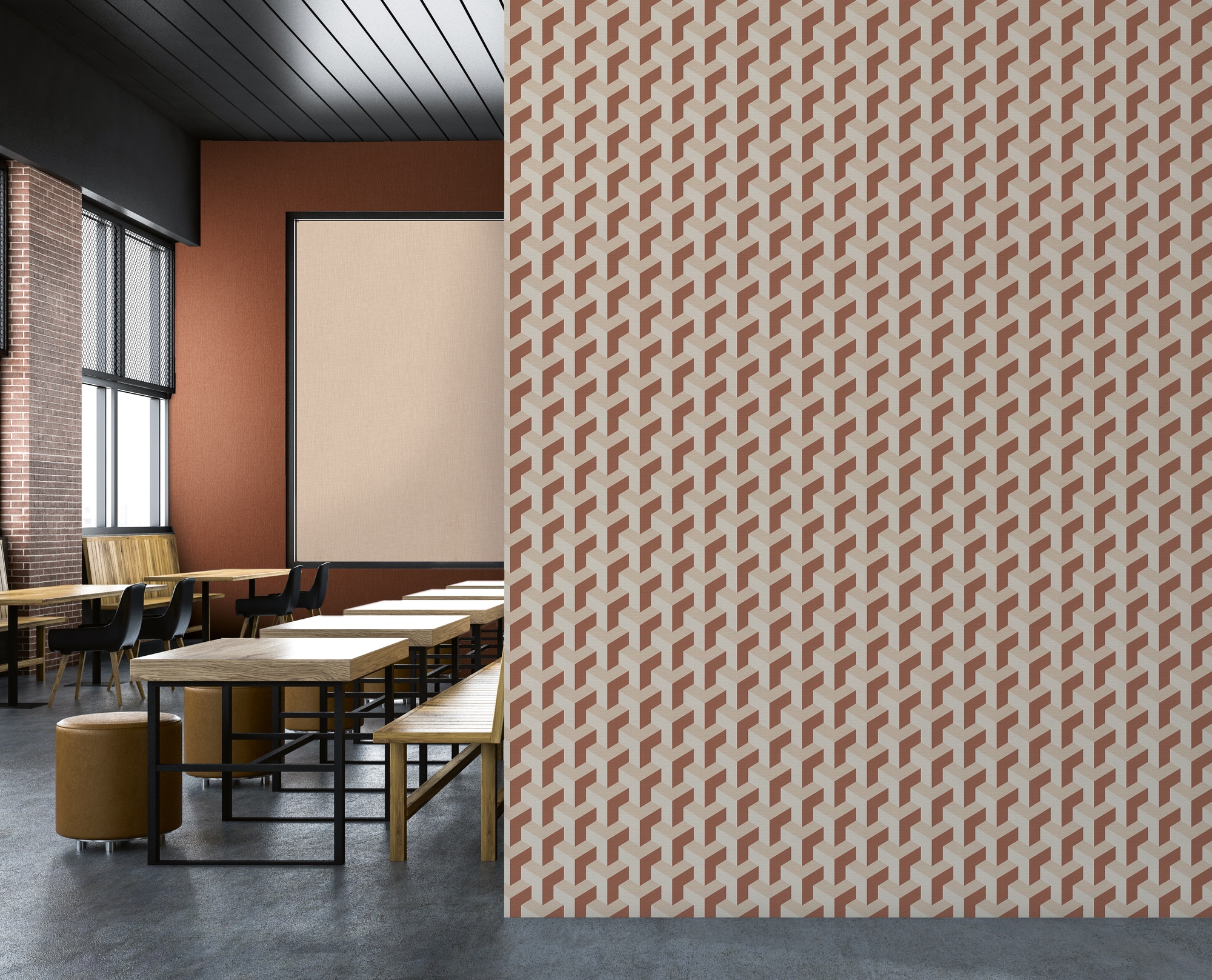 living walls "3D-Tapete Würfelmuster - Geometrische Vliestapete" leicht glänzend strukturiert