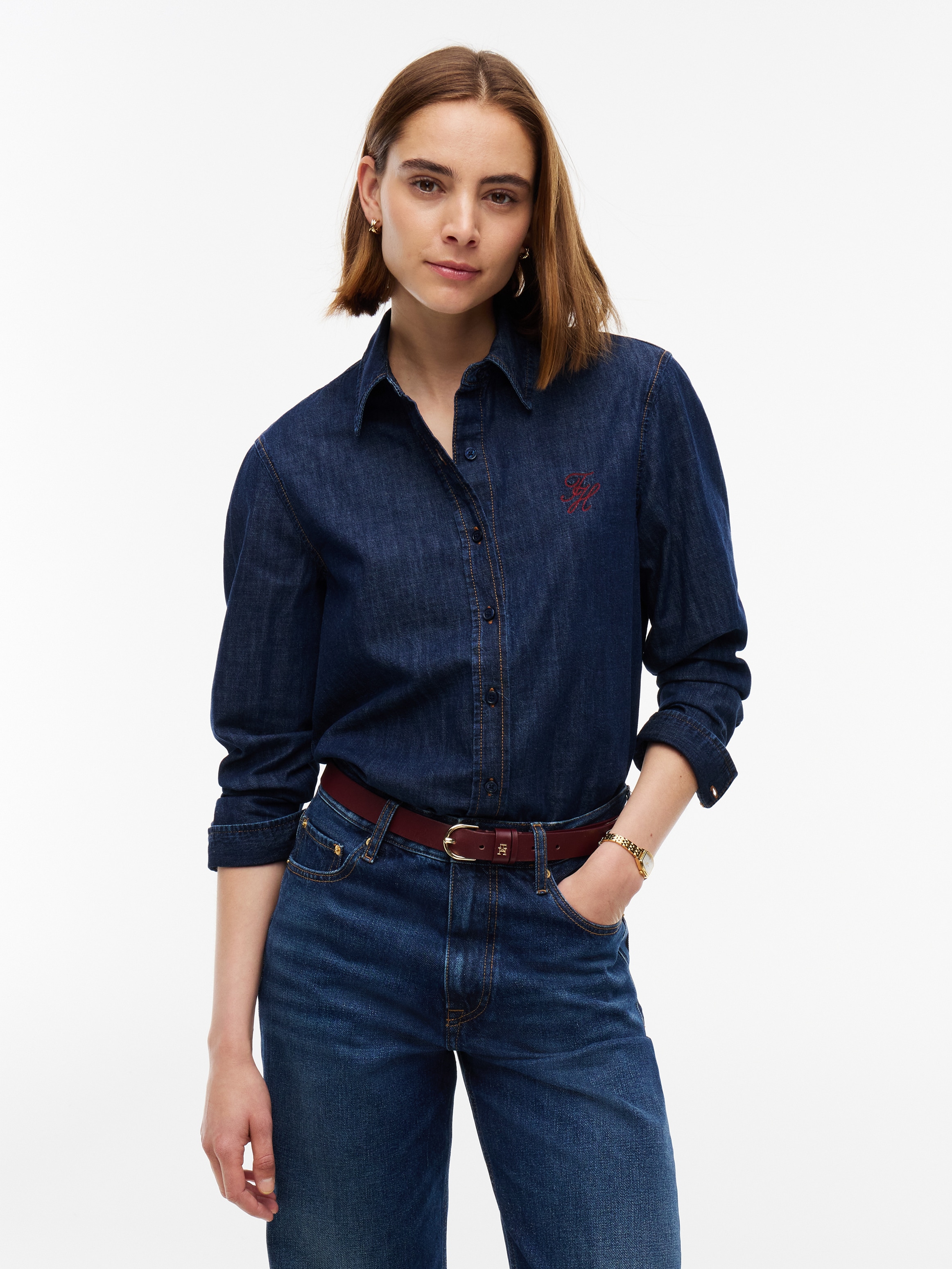 Tommy Hilfiger Jeansbluse "RELAXED SHIRT MYF" Baumwolle, relaxed fit
