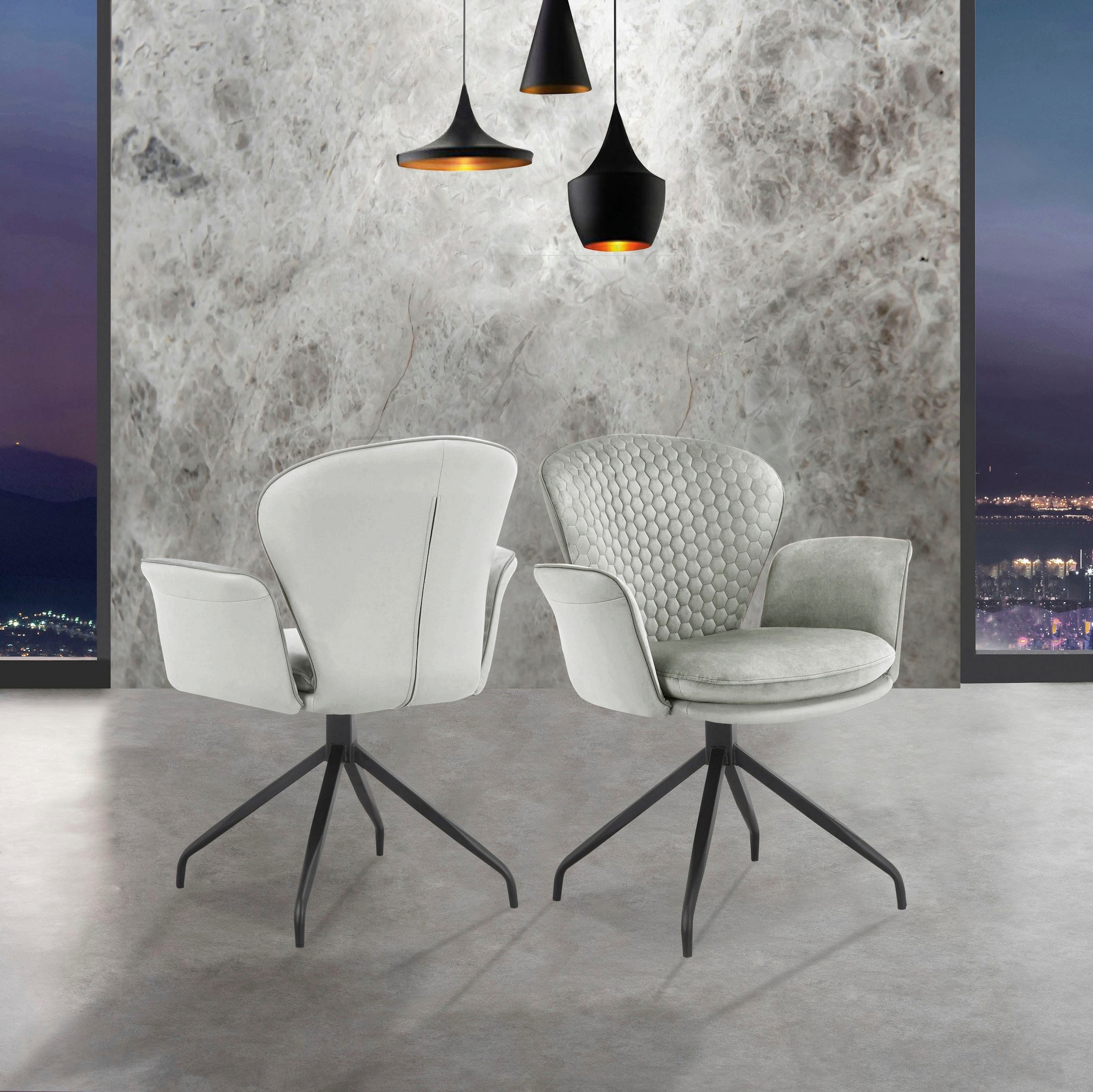 Places of Style Esszimmerstuhl »Leonidas«, 2 St., Veloursstoff-Kunstleder, Sitz und Rücken gepolstert, Sitzfläche in Velourstoff, Sitzhöhe 47 cm