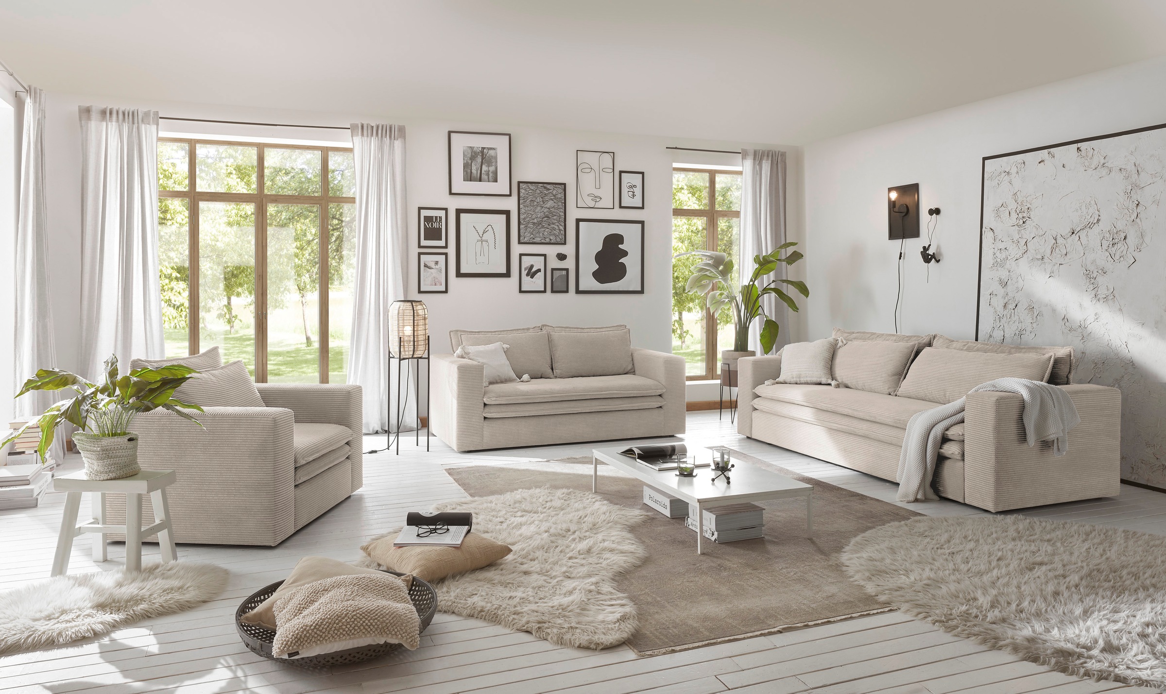 Places of Style 2-Sitzer »PIAGGE«, Hochwertiger Cord mit weicher Velours-Struktur