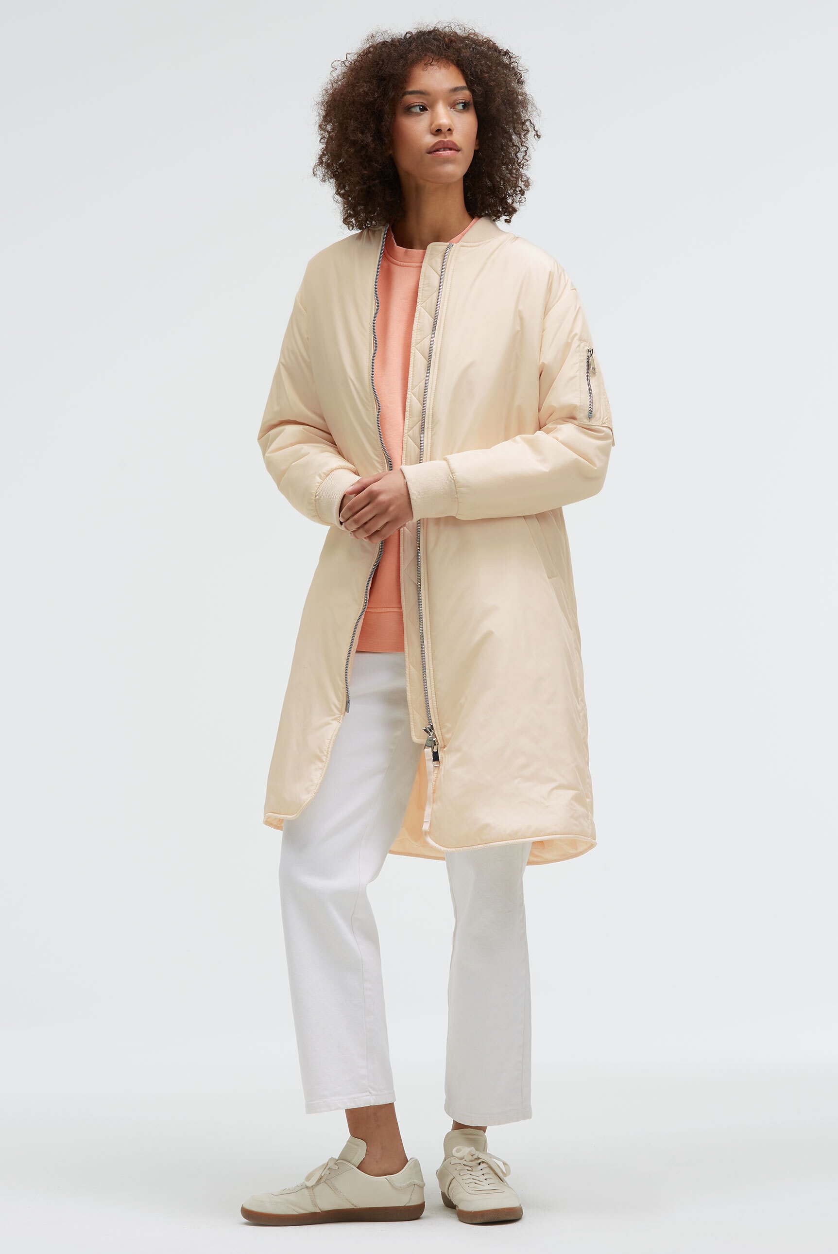 SENSES.THE LABEL Langjacke ohne Kapuze mit Zwei-Wege-Reißverschluss günstig online kaufen