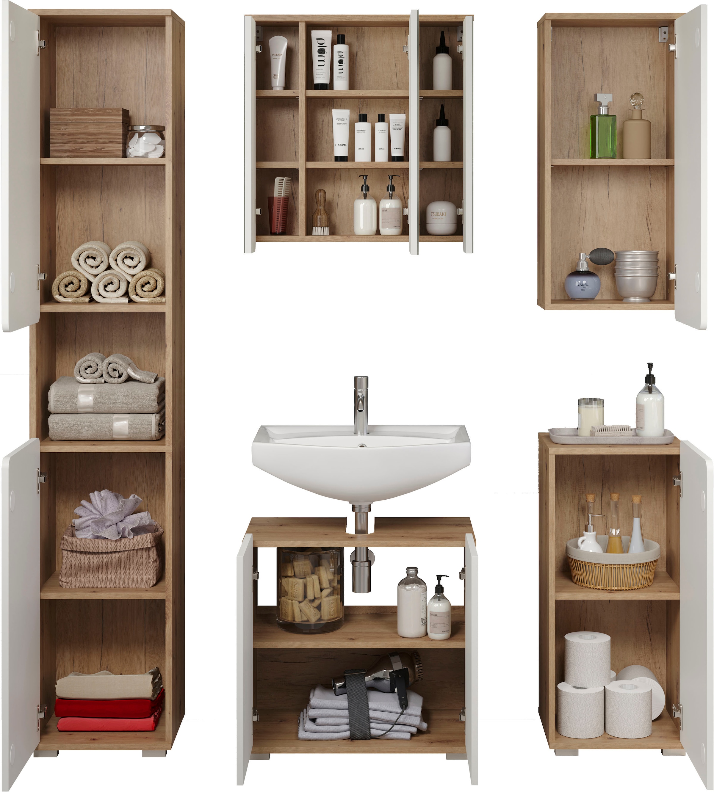 trendteam Badezimmer-Set »Ciara«, (5 St.), Grifflos, Badmöbel bestellen |  BAUR