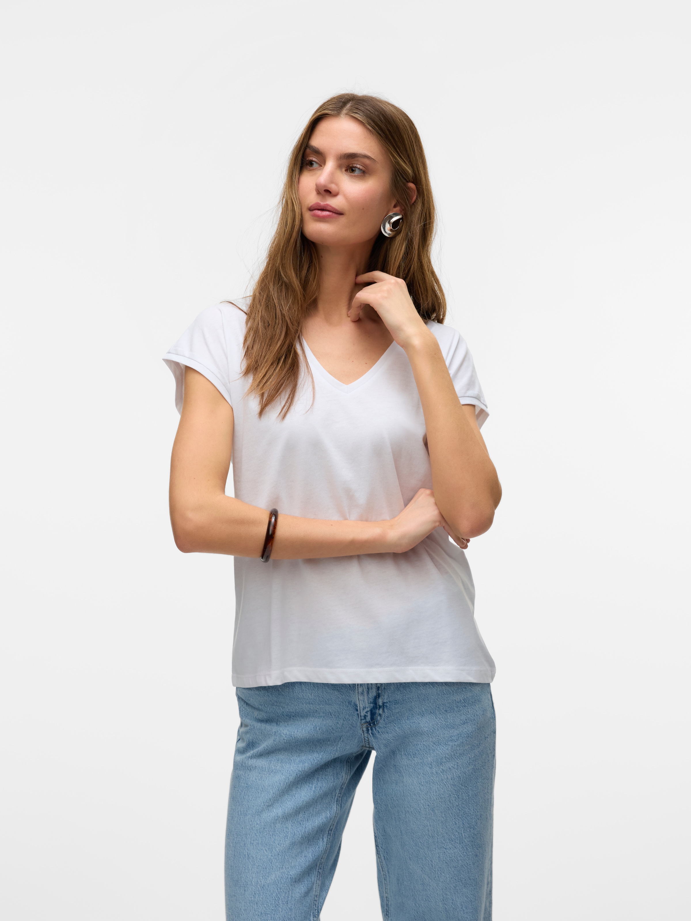 Vero Moda Kurzarmshirt "VMLUNA SS V-NECK TEE JRS NOOS" günstig online kaufen