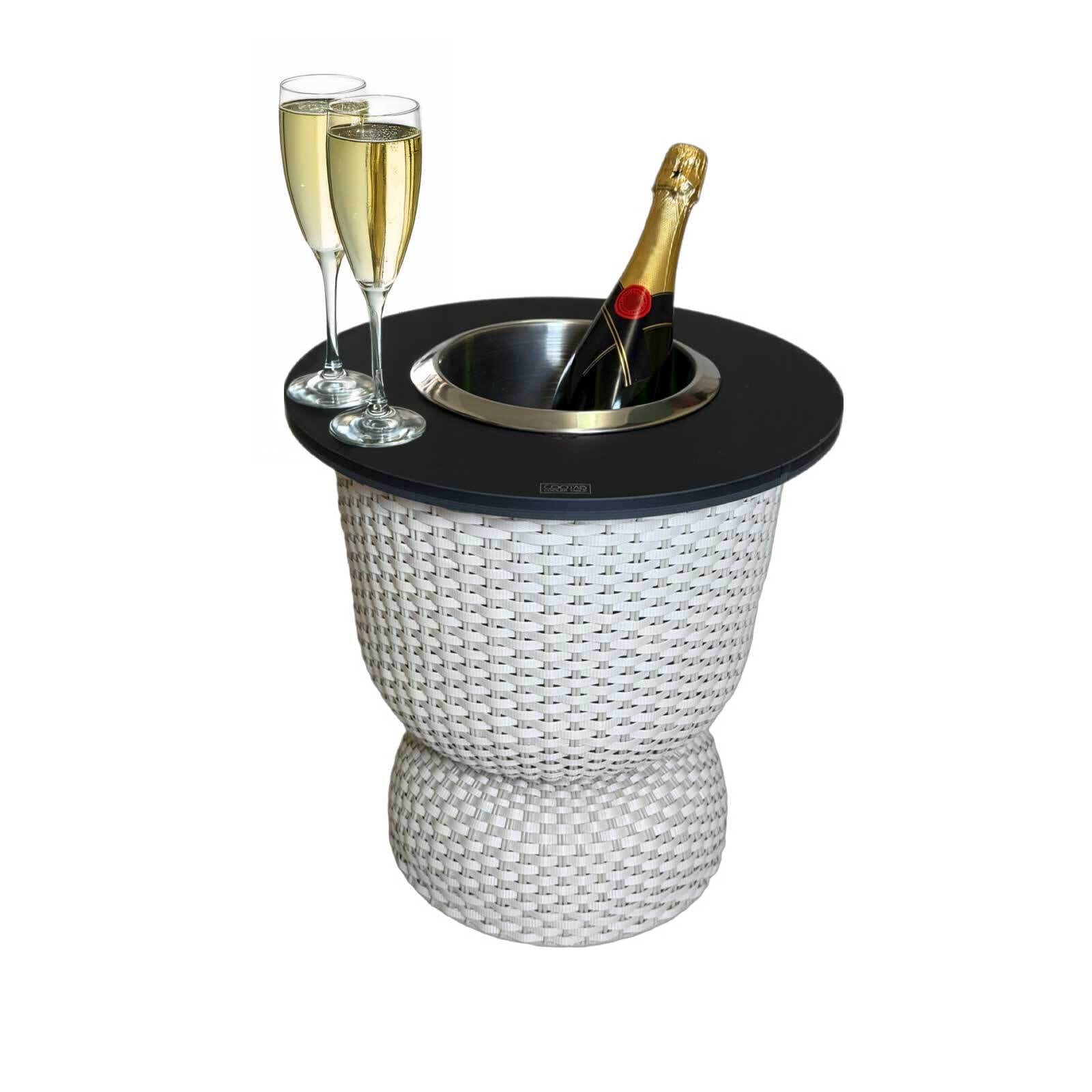 COOTAB Cooler Table Beistelltisch "3-in-1 Loungetisch mit Edelstahl-Kühler Paris 43 cm" 1 Stk. tlg. Wetterfest, Pflegeleicht, Hitzebeständig