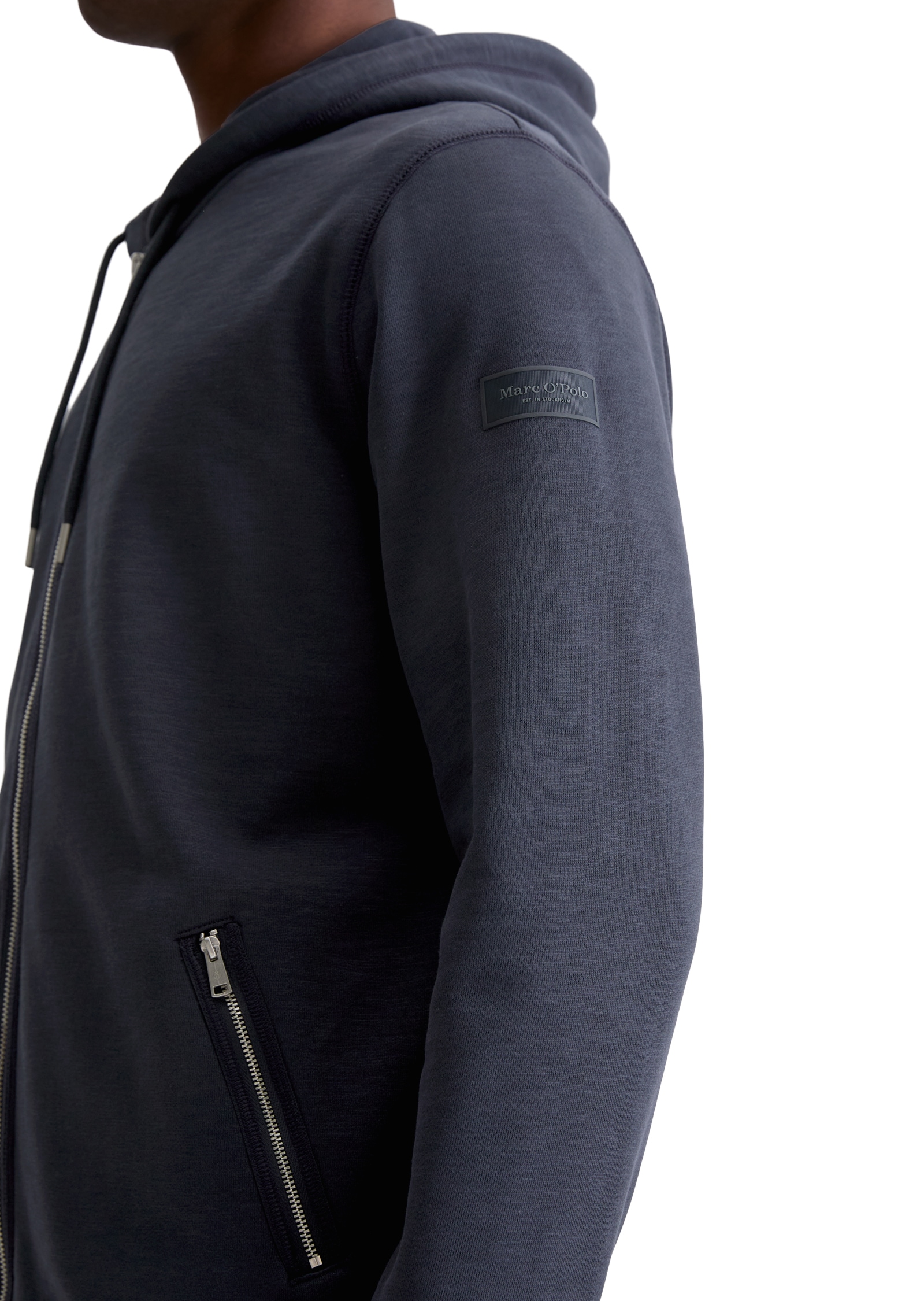 Marc O'Polo Kapuzensweatjacke »regular fit aus weichem Bio-Baumwoll-Sweat« mit Zwei-Wege-Reißverschluss; weiche, gebrushte Innenseite