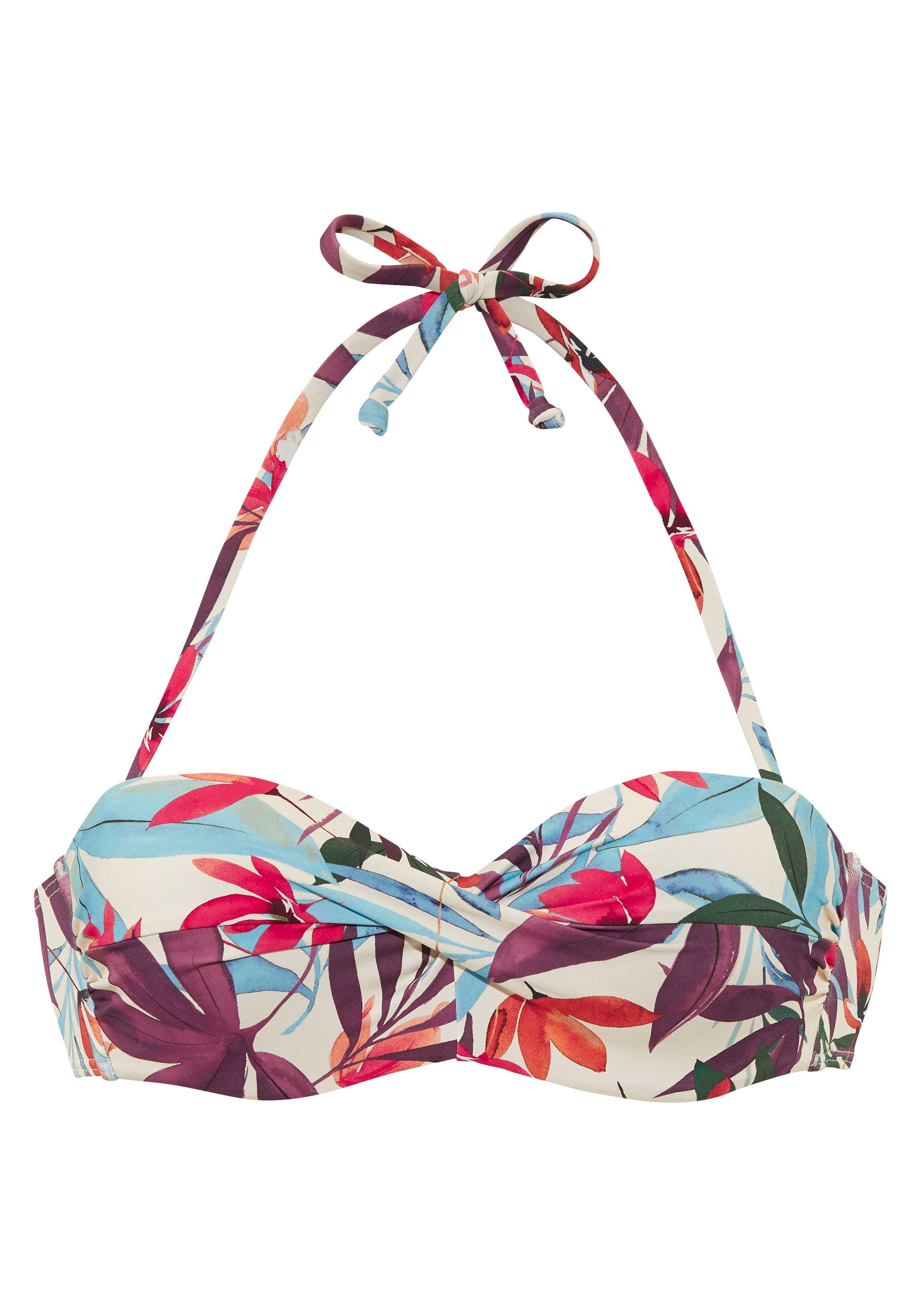 LASCANA Bügel-Bandeau-Bikini-Top "Imani", mit sommerlichem Blätterprint günstig online kaufen