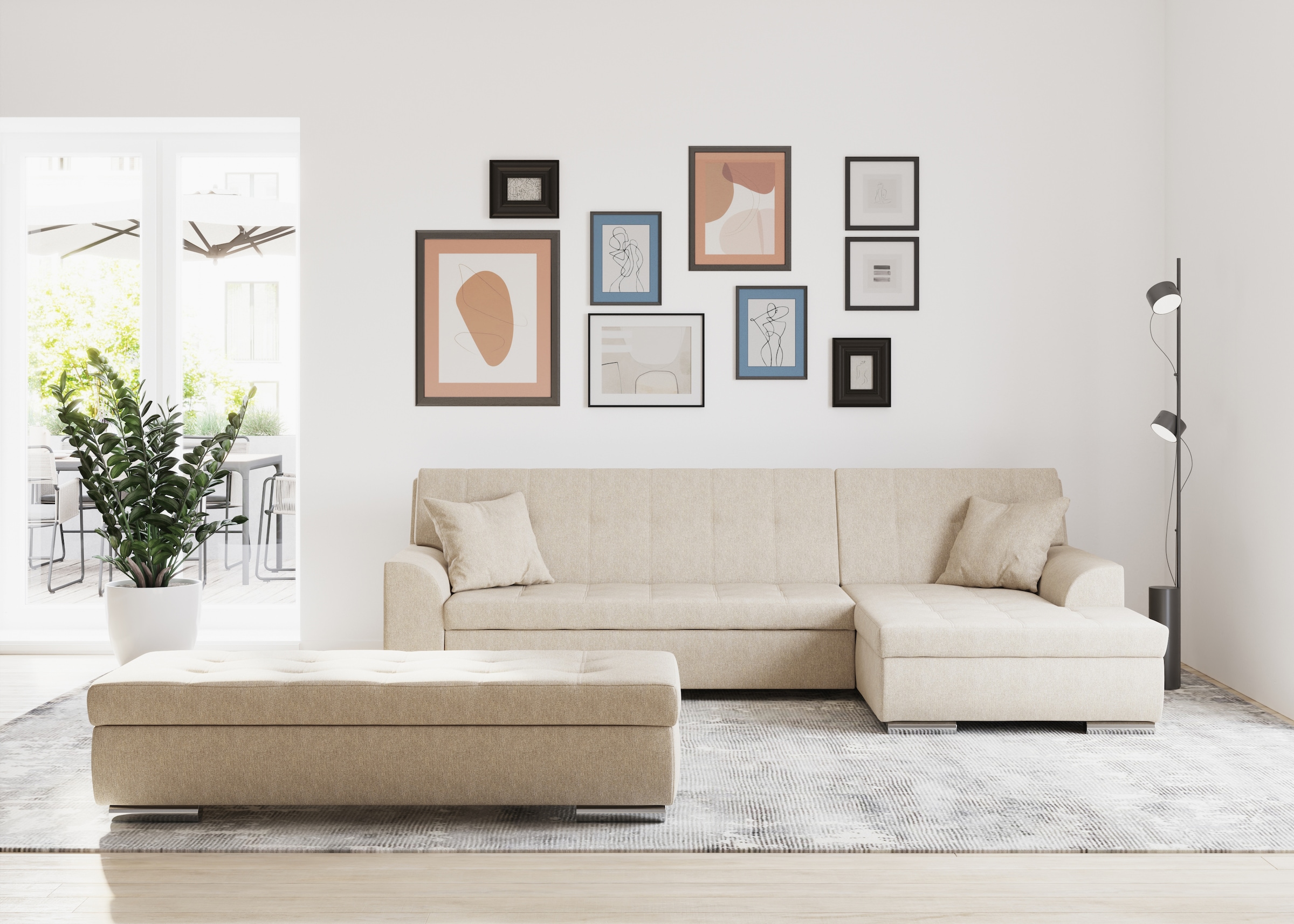 DOMO collection Ecksofa "Treviso viele Bezüge, auch in Cord, L-Form, B/T/H: günstig online kaufen