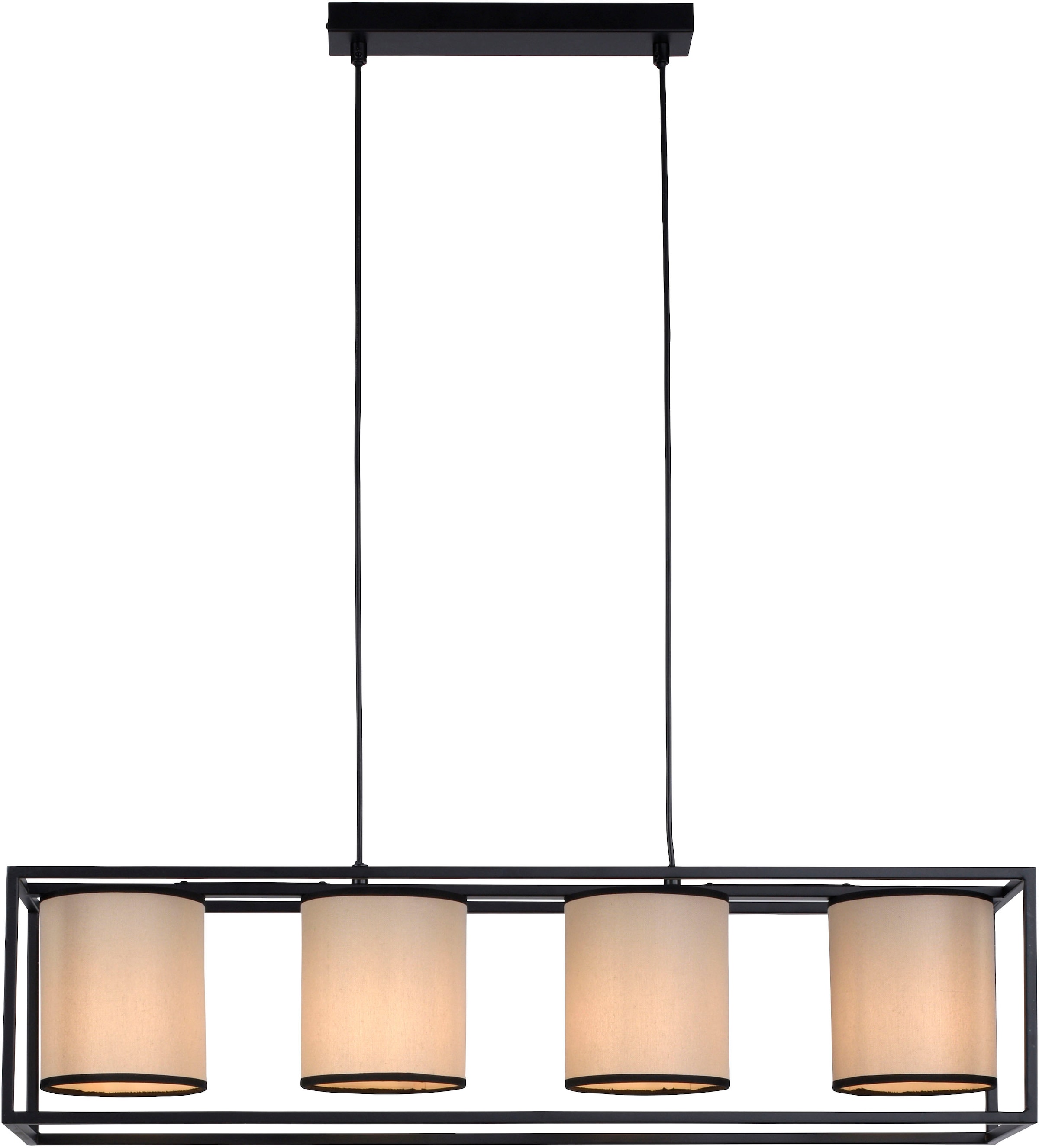 JUST LIGHT Pendelleuchte "RAVEN", 4, 1 Stk., schwarz, Esszimmer, Leuchten