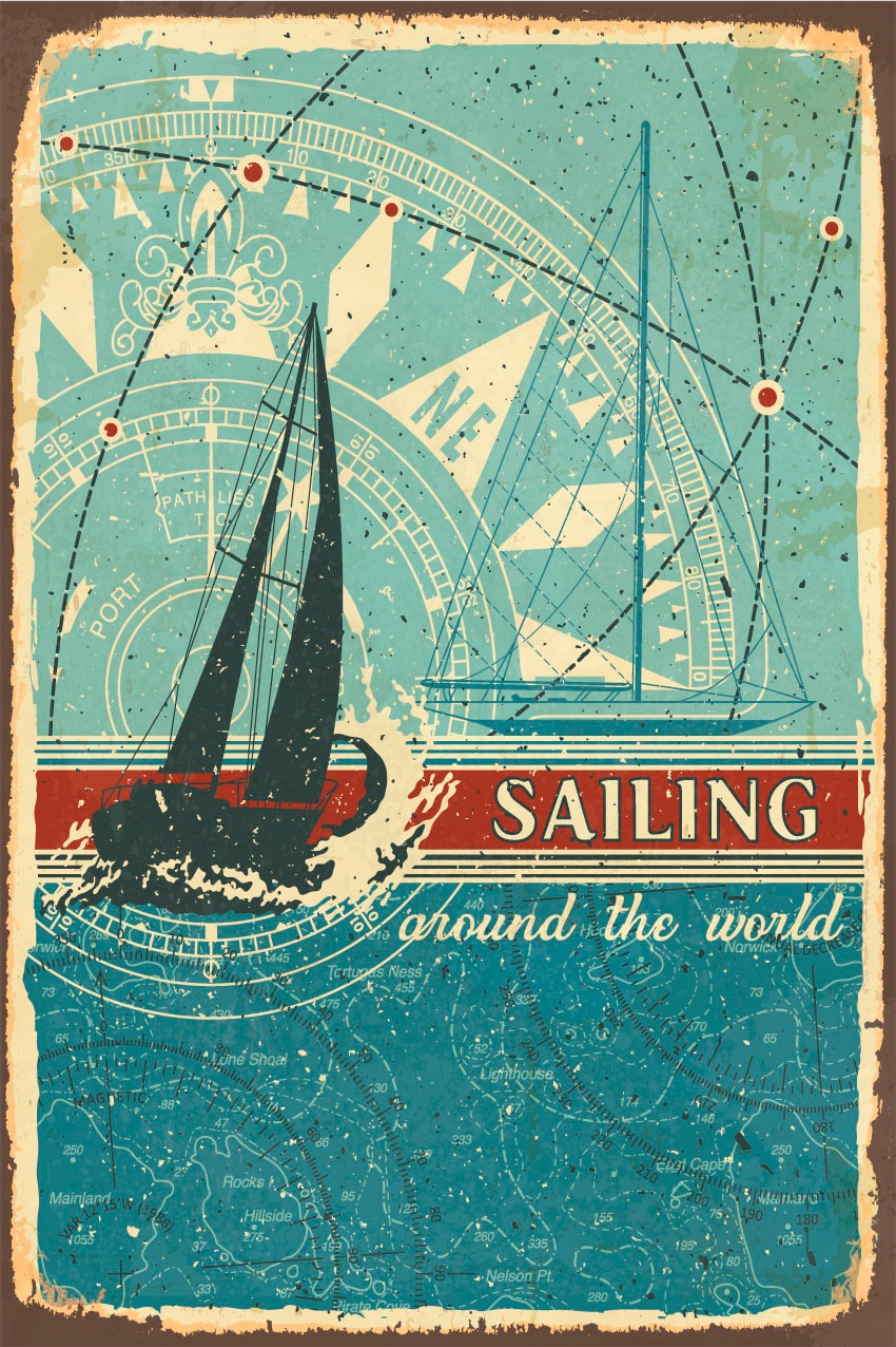 queence Metallbild "Sailing", Schriftzüge-Schriftzug-Meer-Boote & Schiffe, günstig online kaufen