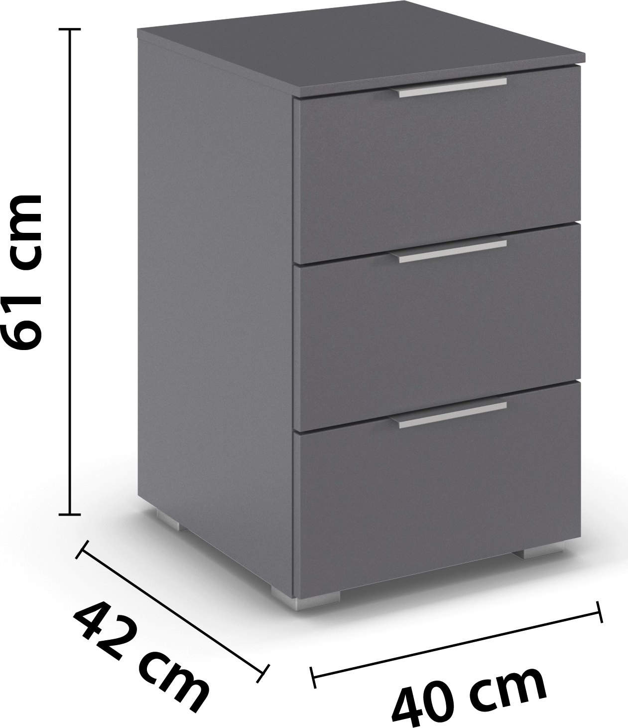 rauch Nachtkommode »Nachttisch Nachtkonsole CORTONA mit Dekor-Front« Breite 40 cm inkl. Soft-Close-Funktion,  mit 3 geräumigen Schubladen, Kantengriff aus Metall MADE IN GERMANY