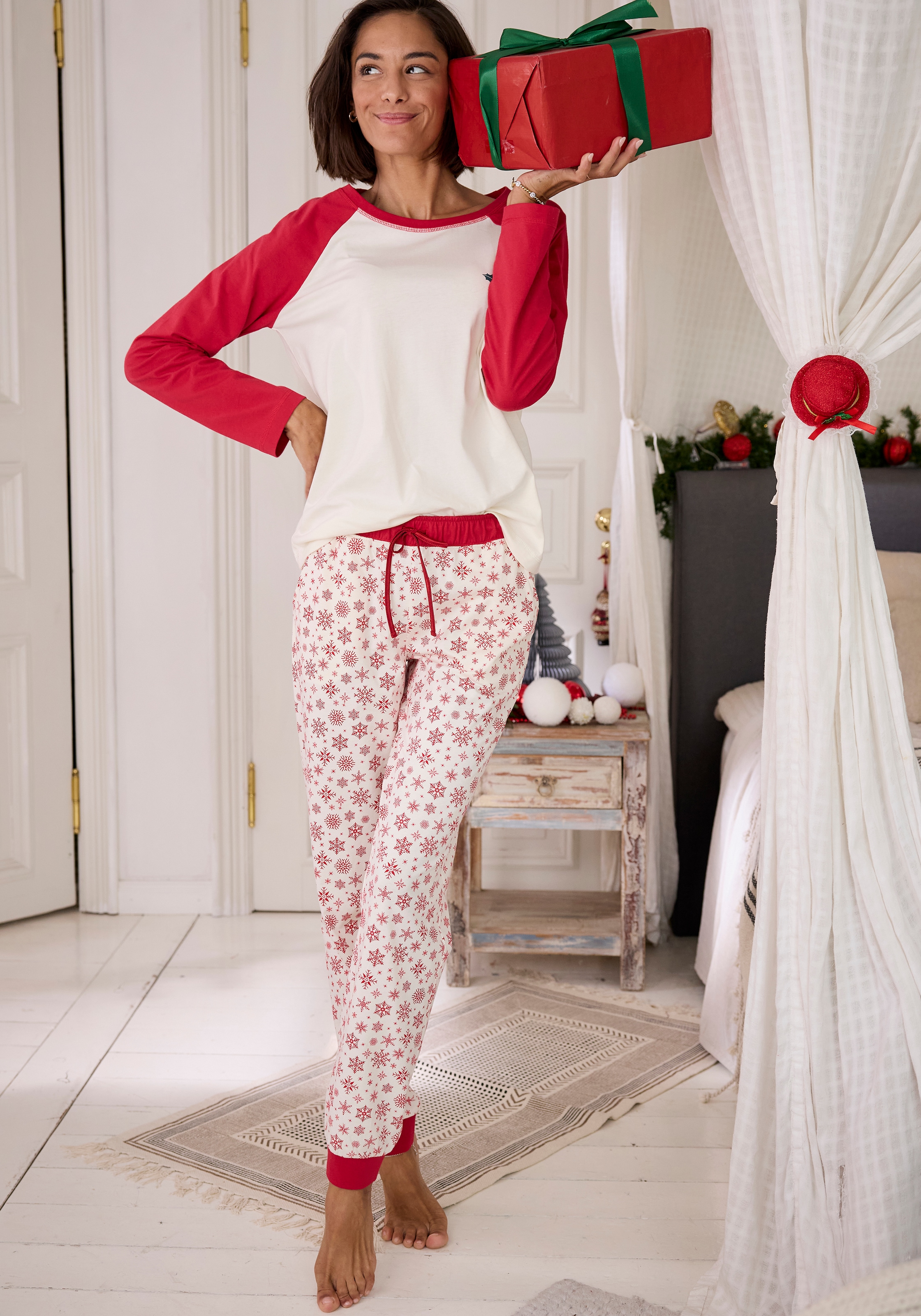 LASCANA Schlafanzug, mit winterlichen Motiven ▷ für | BAUR | Schlafhosen