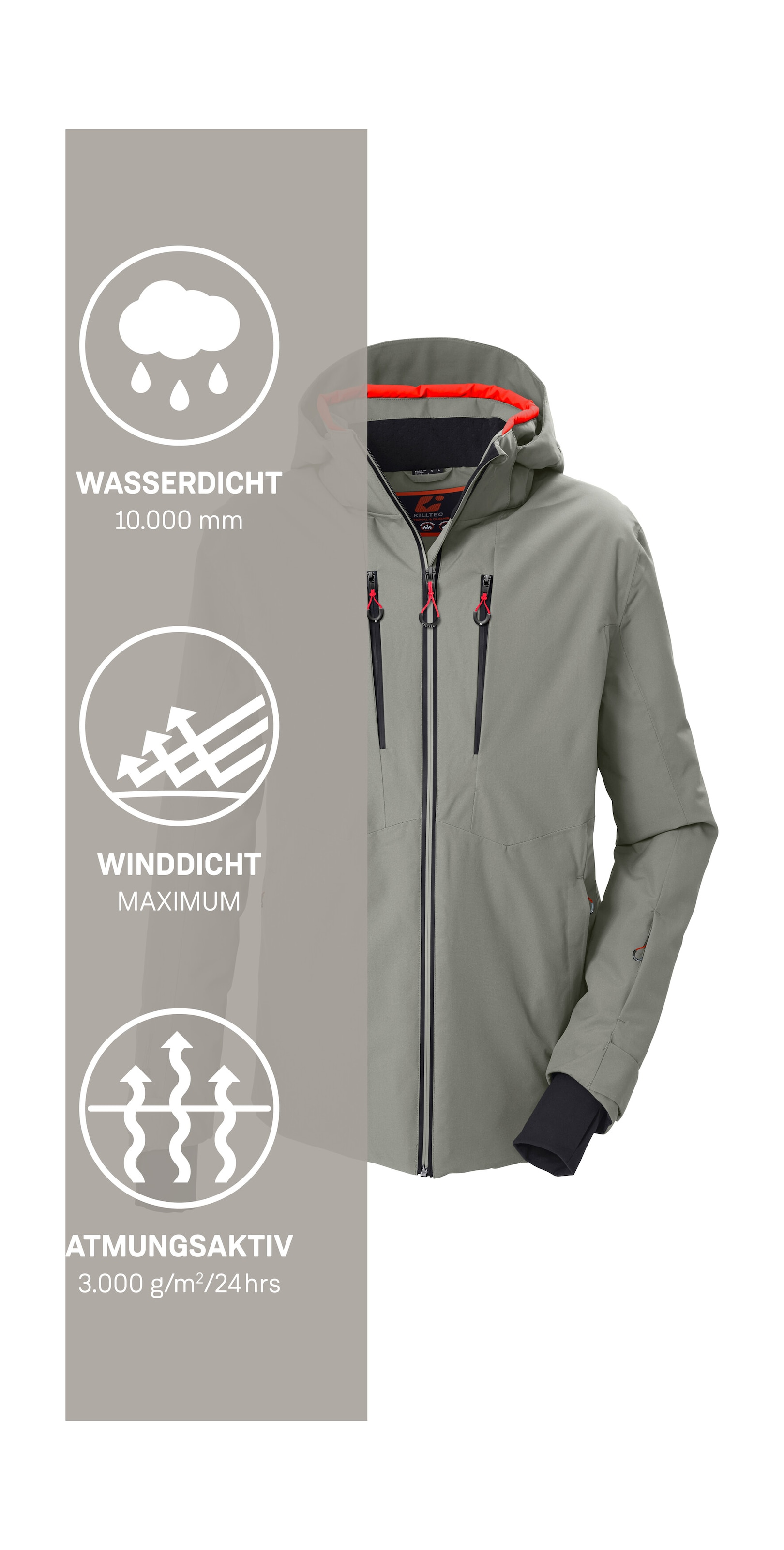 Killtec Skijacke »KSW 60 MN SKI JCKT« Wasserdichte Skijacke mit abnehmbarer Kapuze und Schneefang