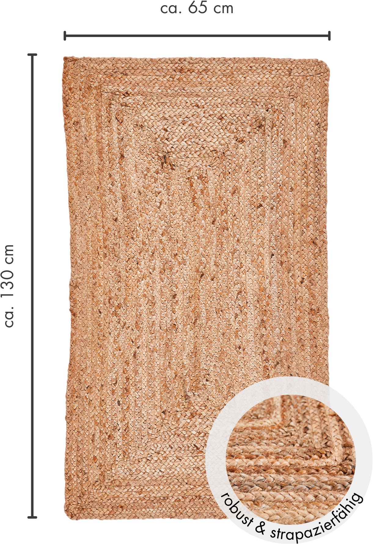 LUXOR living Teppich »Salo«, rechteckig, 6 mm Höhe, Juteteppich, handgeflochten, Flecht Design, 100% Naturfaser