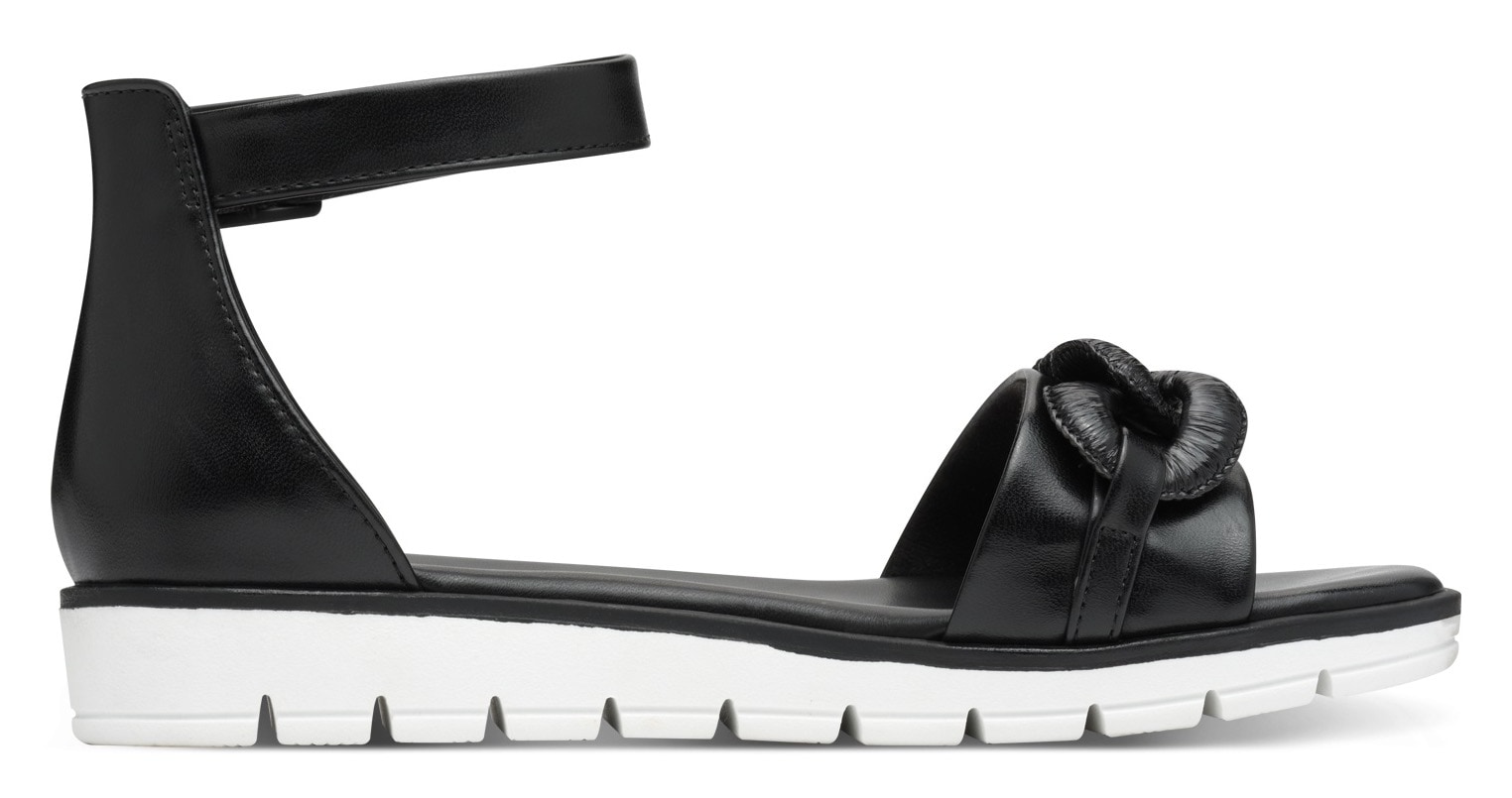 MARCO TOZZI Riemchensandale, Keilabsatz, Sommerschuh, Sandalette, mit Zierkette Ton in Ton