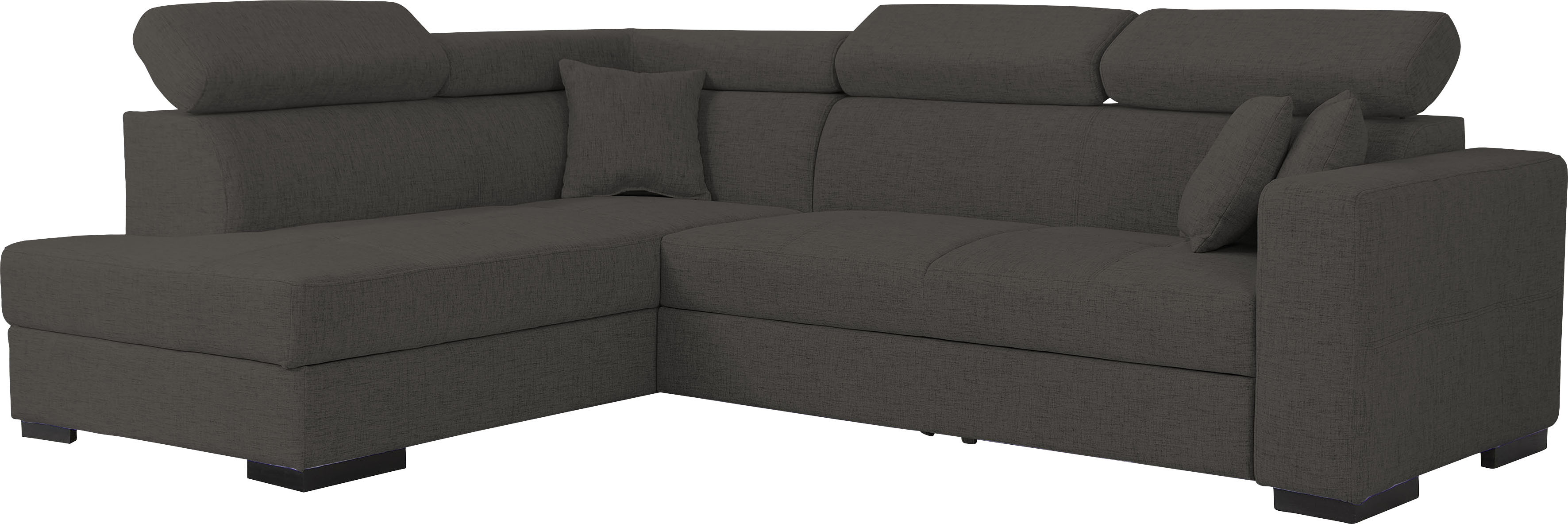 Home affaire Ecksofa "Tulio bequem, bewährte Wellenunterfederung, Breite 267cm, L-Form" wahlweise mit Bettfunktion und Bettkasten, incl. 3 Zierkissen