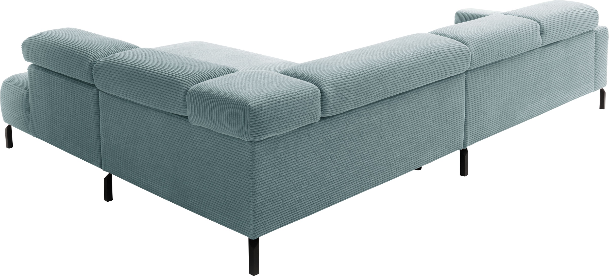 Places of Style Ecksofa »Antonelli, L-Form, inkl. Kopfteilverstellung, Breite 312 cm«, ohne Sitztiefenverstellung, in Cord, bleu