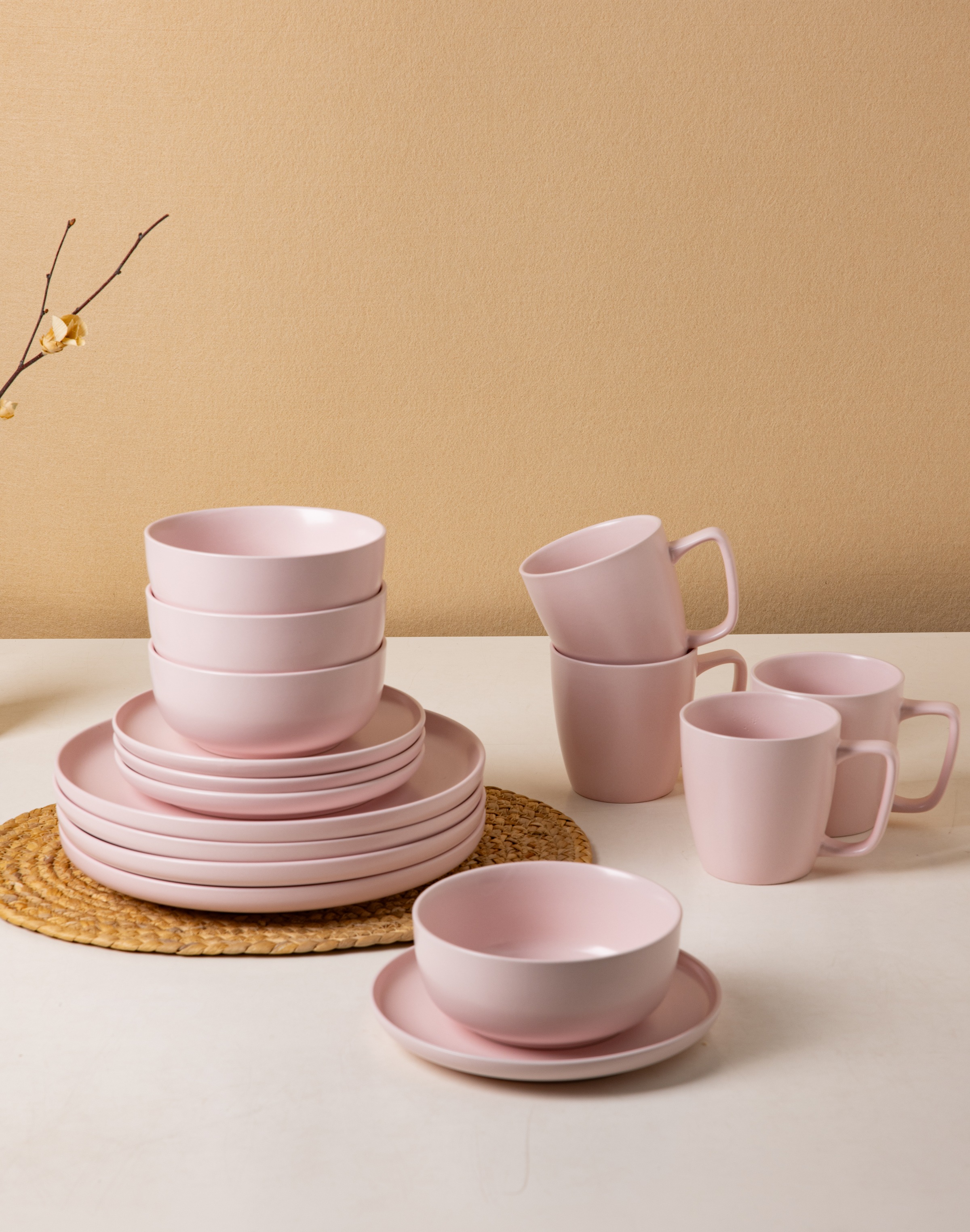 Geschirr-Set OTTO HOME "Tommik, außen matt, innen glänzend", rose, 16, Steinzeug, Geschirr-Sets, Geschirr-Set, spülmaschinenfest und mikrowellengeeignet 3