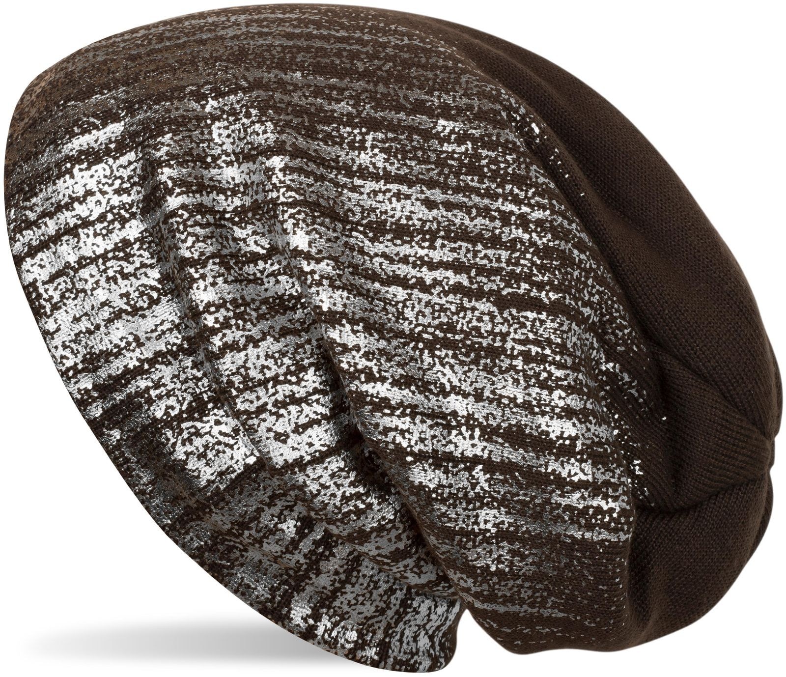 styleBREAKER Strickmütze "Feinstrick Beanie mit Metallic Print" 1 Stk.