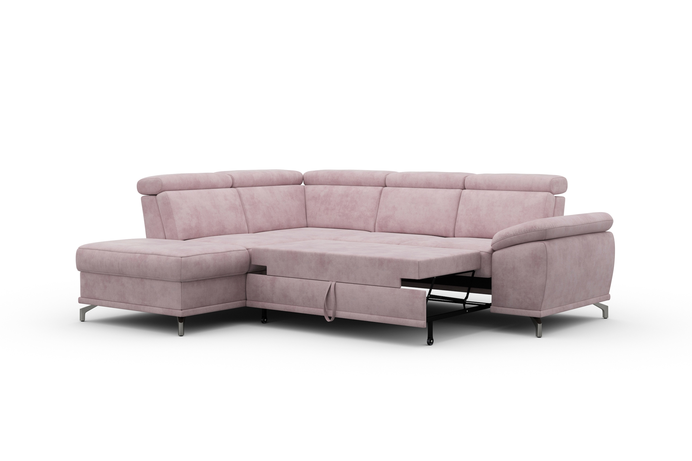 sit&more Ecksofa »Cabrio L-Form, mit Sitztiefenverstellung, Arm- und Kopfteilverstellung«, 3 Nierenkissen, Federkern, optional Bettfunktion und Stauraum