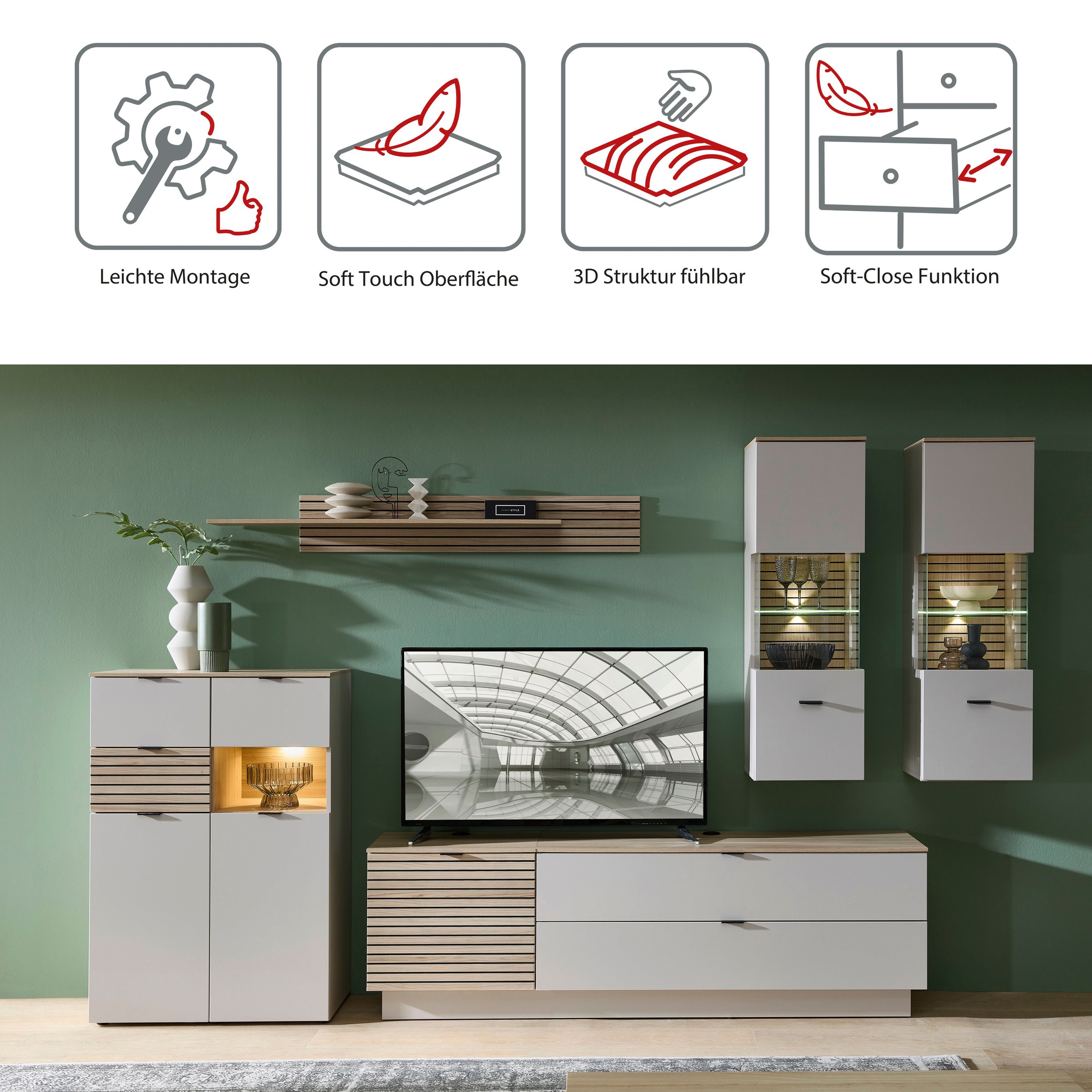 Thumbnail - Innostyle Highboard "INA Highboard, 125 x 125 x 45 cm (B/H/T)" 1 Stk. tlg.