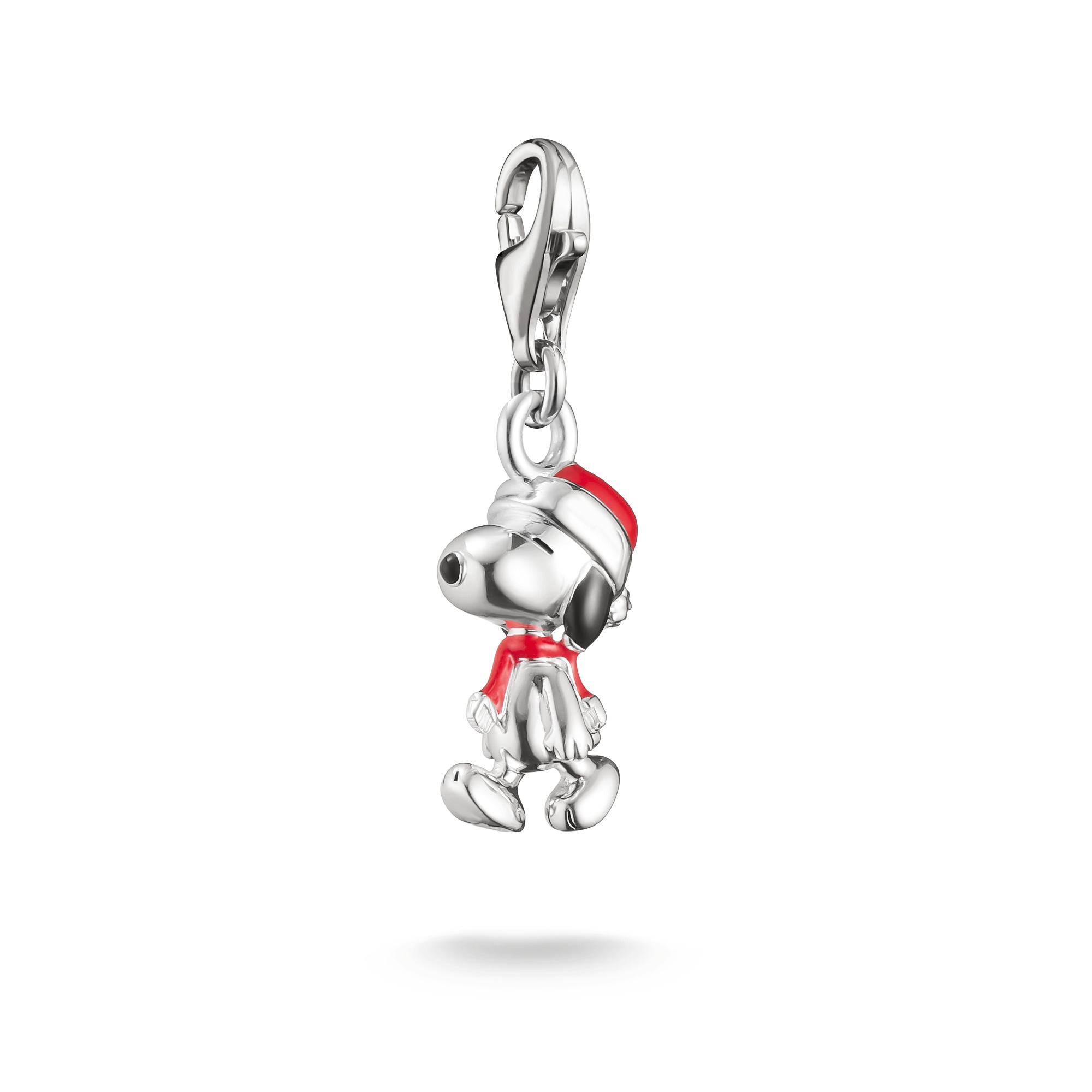 THOMAS SABO Damen Charm-Einhänger "THOMAS SABO x Peanuts Snoopy Santa Edition Charm - Original", rot, Silber 925 (recycelt), Charms