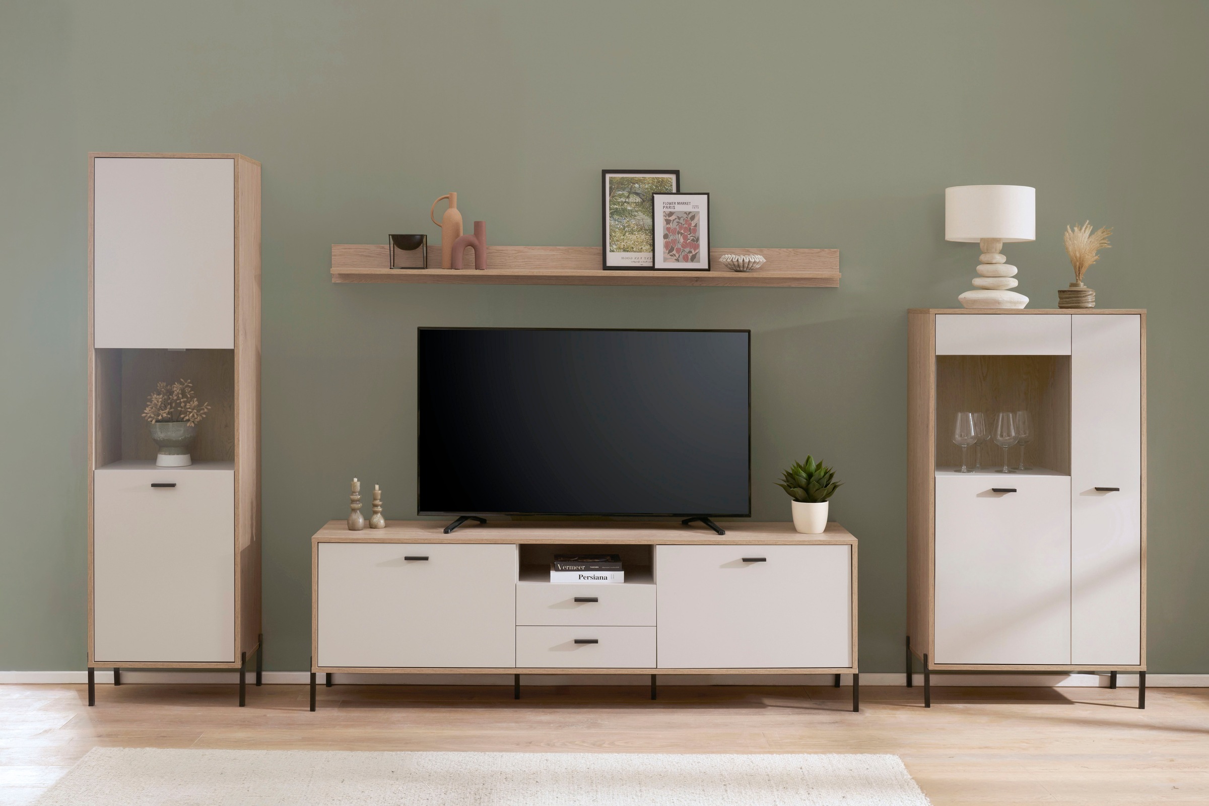 Home affaire Wohnwand »Fredericia, moderne Anbauwand, Komplettset in Kaschmir« Set, 4 Stk. tlg.
