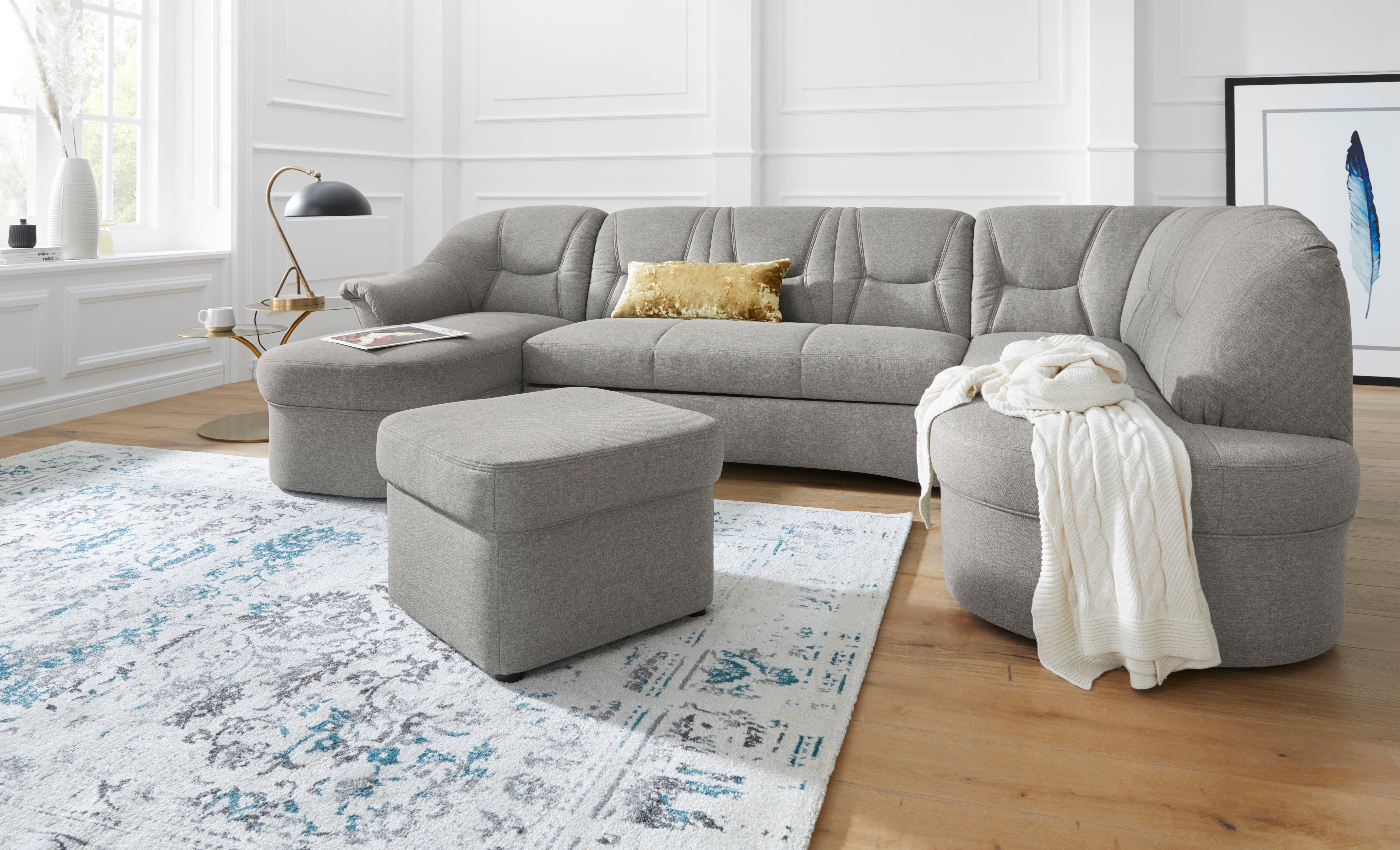 DOMO collection "SARAFINA 295x83x180 cm, auch mit Federkern für mehr Sitzkomfort" whlw. mit Bettfunktion, elegantes Design, U-Form