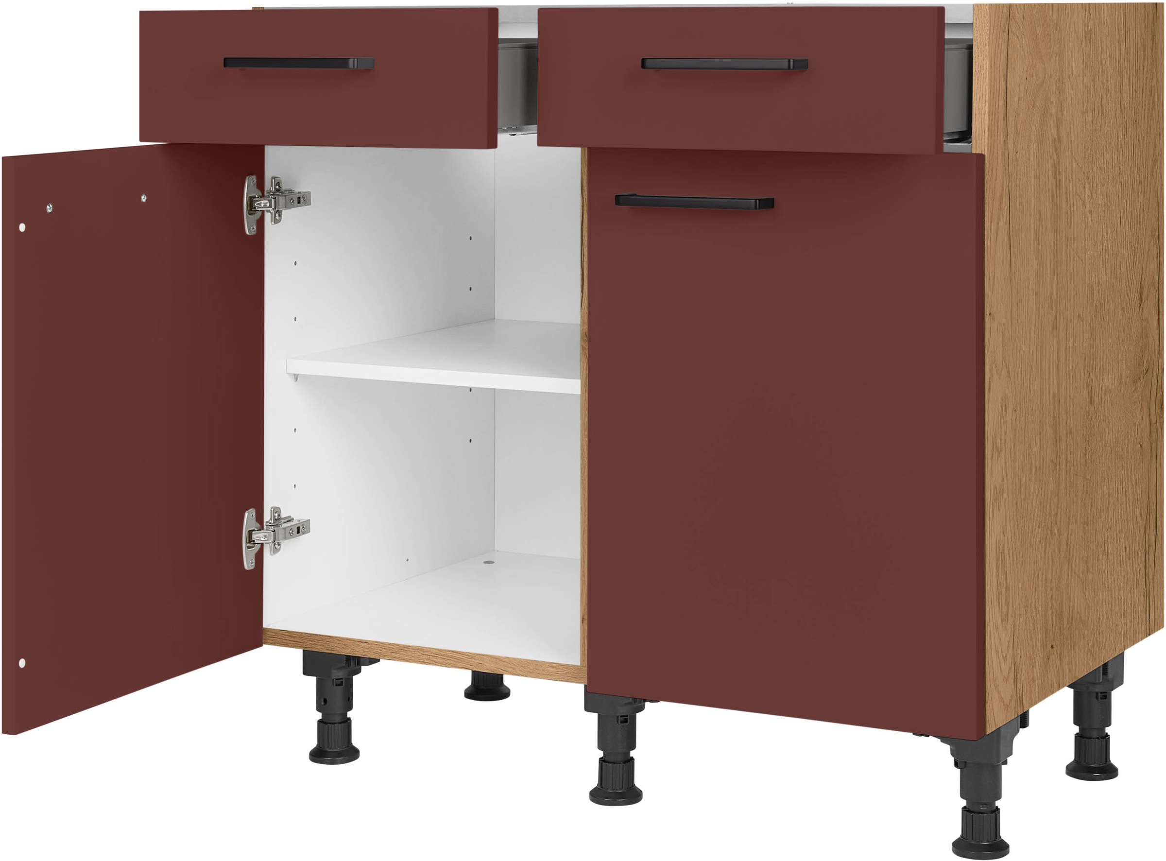 nobilia® Unterschrank »"Easytouch", vormontiert, Breite 90 cm, Soft-Close-Funktion«, bei den Schubkästen, inkl. höhenverstellbare Sockelfüße