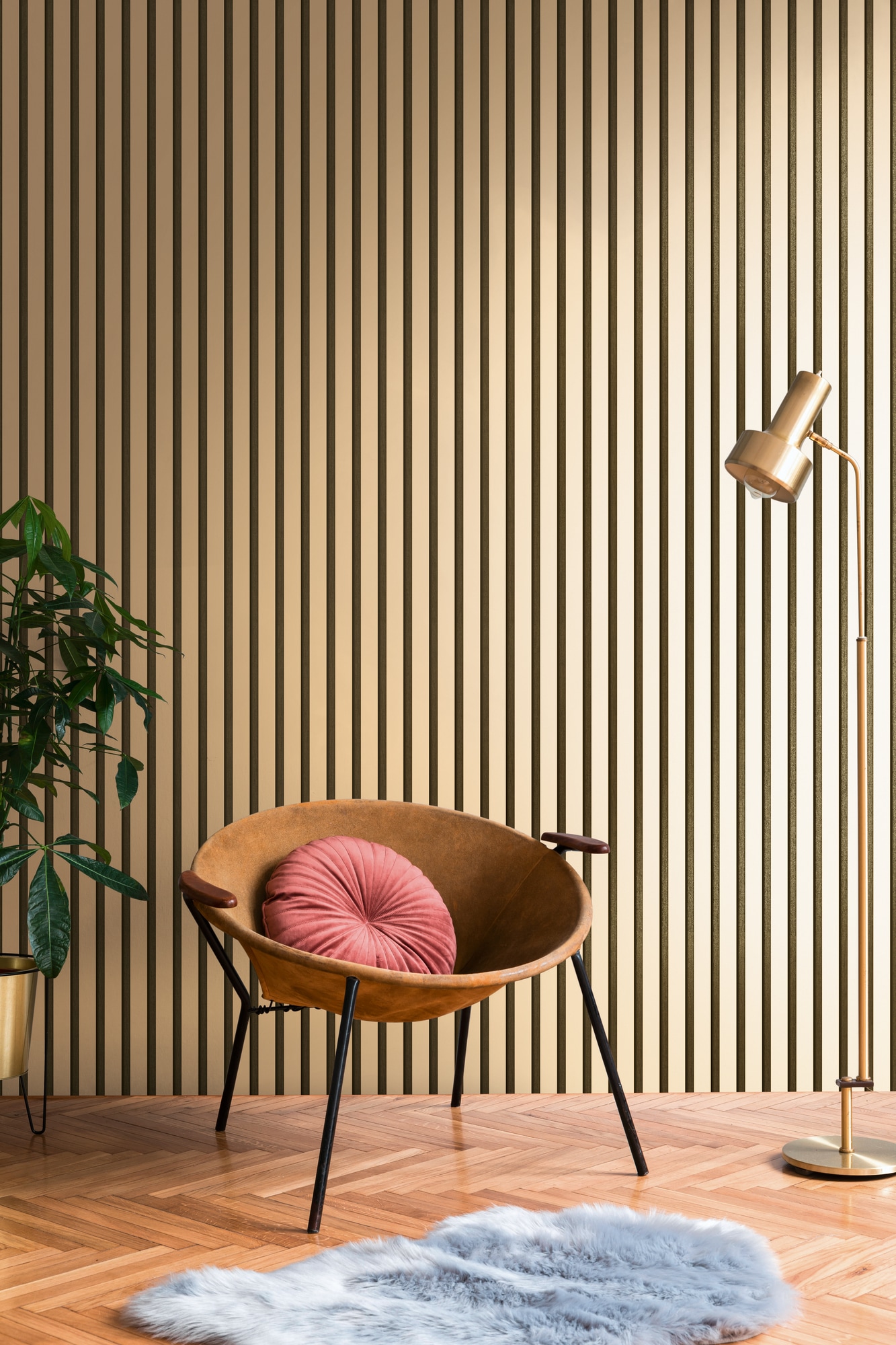 A.S. Création Vliestapete »50 Jahre AS Holzpaneele Tapete Holzoptik mit Metallic-Effekt 3D«, leicht glänzend, Vliestapete Wandpaneele für Schlafzimmer Küche Wohnzimmer Holzpaneele