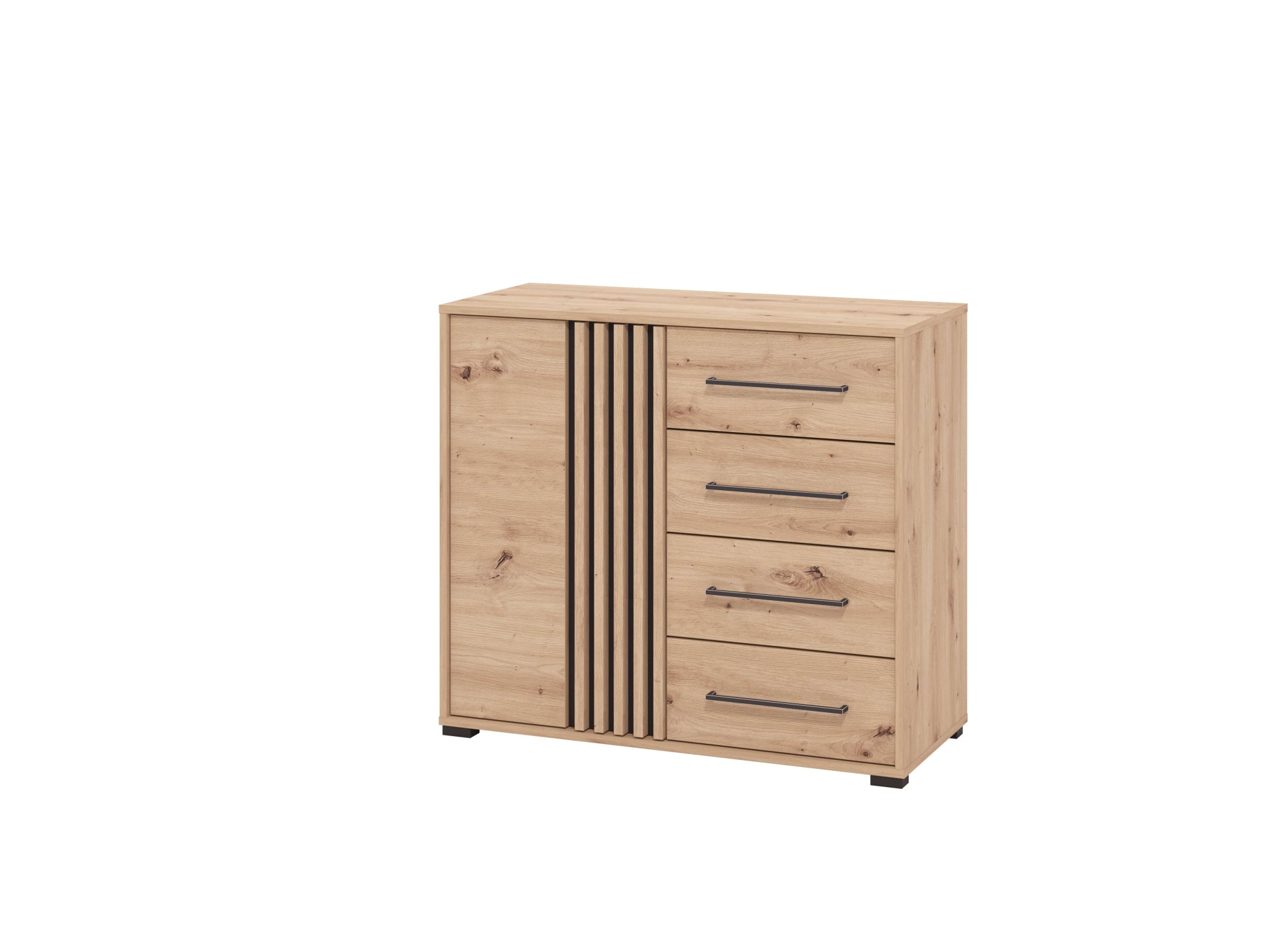 Home affaire Kommode "Ascalon Sideboard, Breite 138 oder 93 cm, mit ABS Schutzkanten" 3D Optik durch Lamellen/ Paneele, FSC-zertifizierter Holzwerkstoff