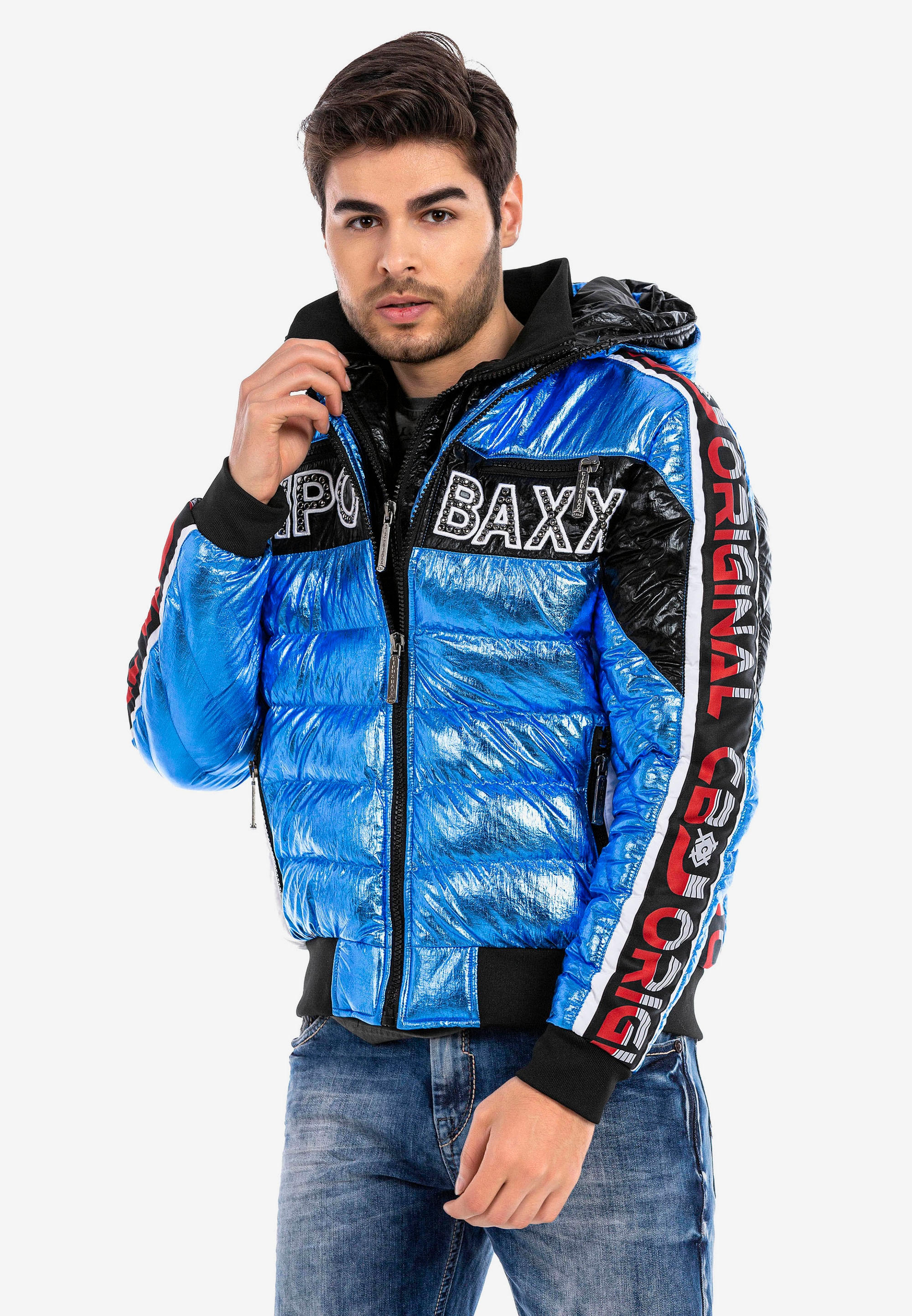 Cipo & Baxx Steppjacke, in | Kapuze mit Glanzoptik BAUR