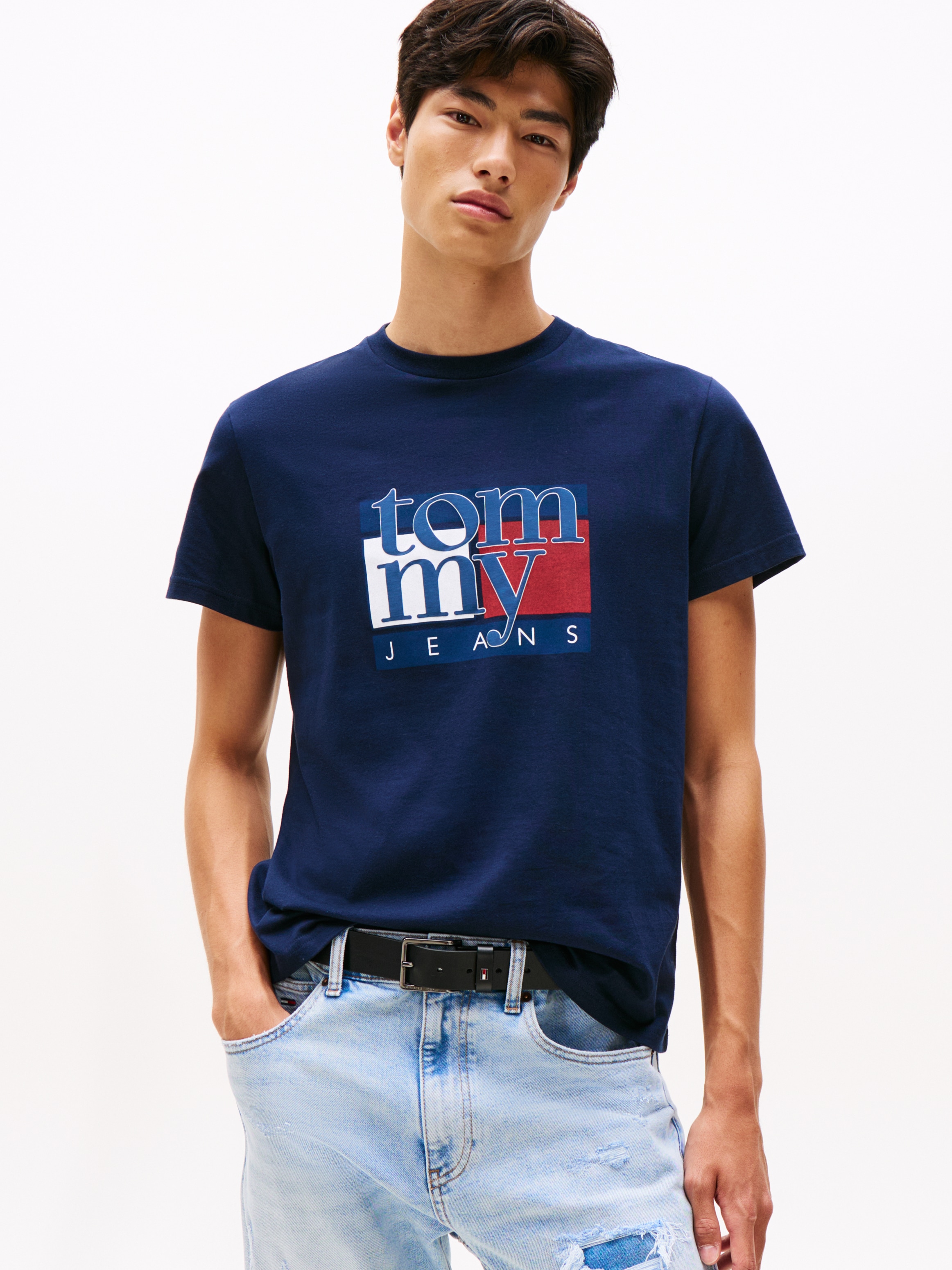 Tommy Jeans T-Shirt "TJM RWB FLAG TEE EXT", Slim fit, mit Rundhals günstig online kaufen