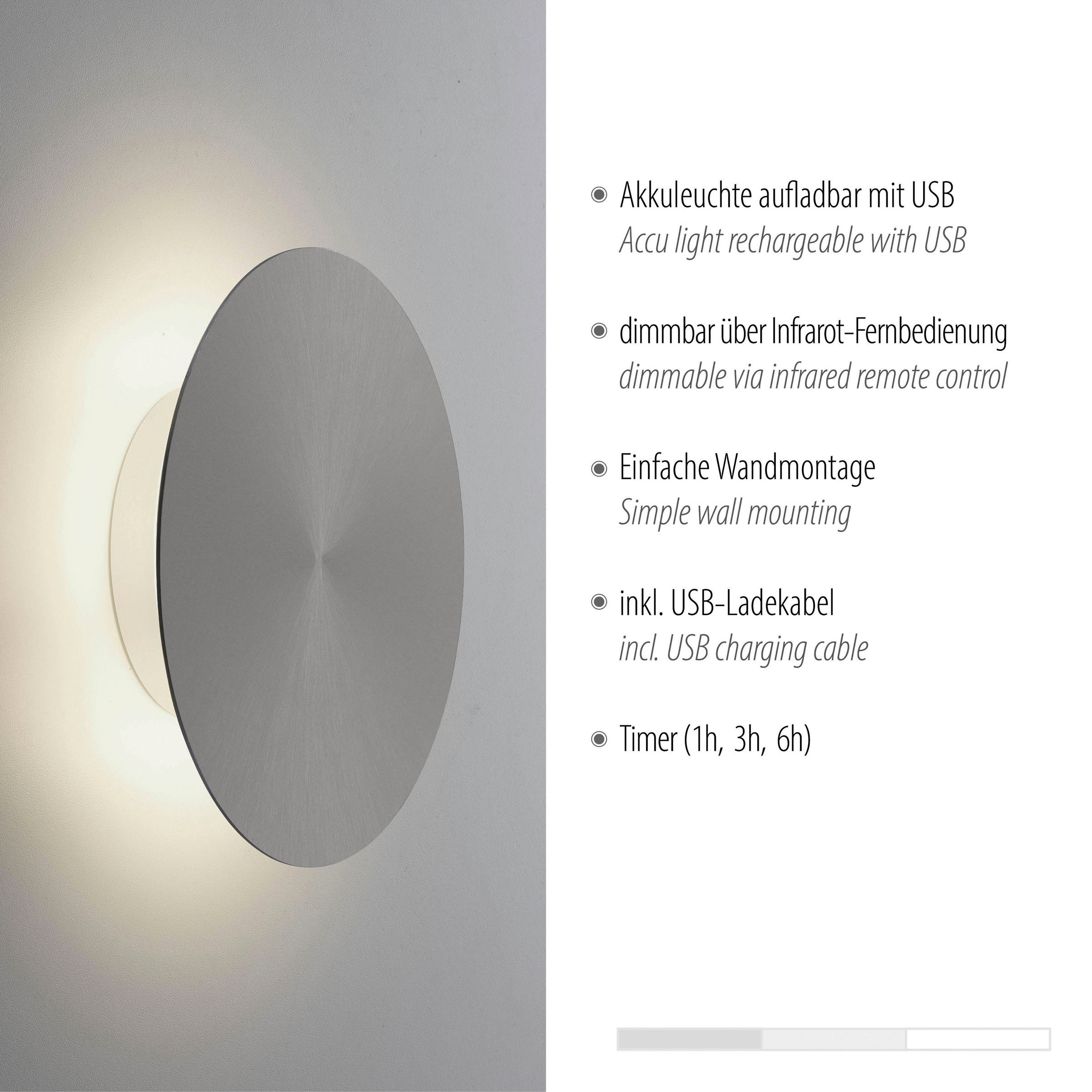 Paul Neuhaus LED Wandleuchte »AKKU PUNTU«, 1 flammig, Leuchtmittel LED-Board | LED fest integriert