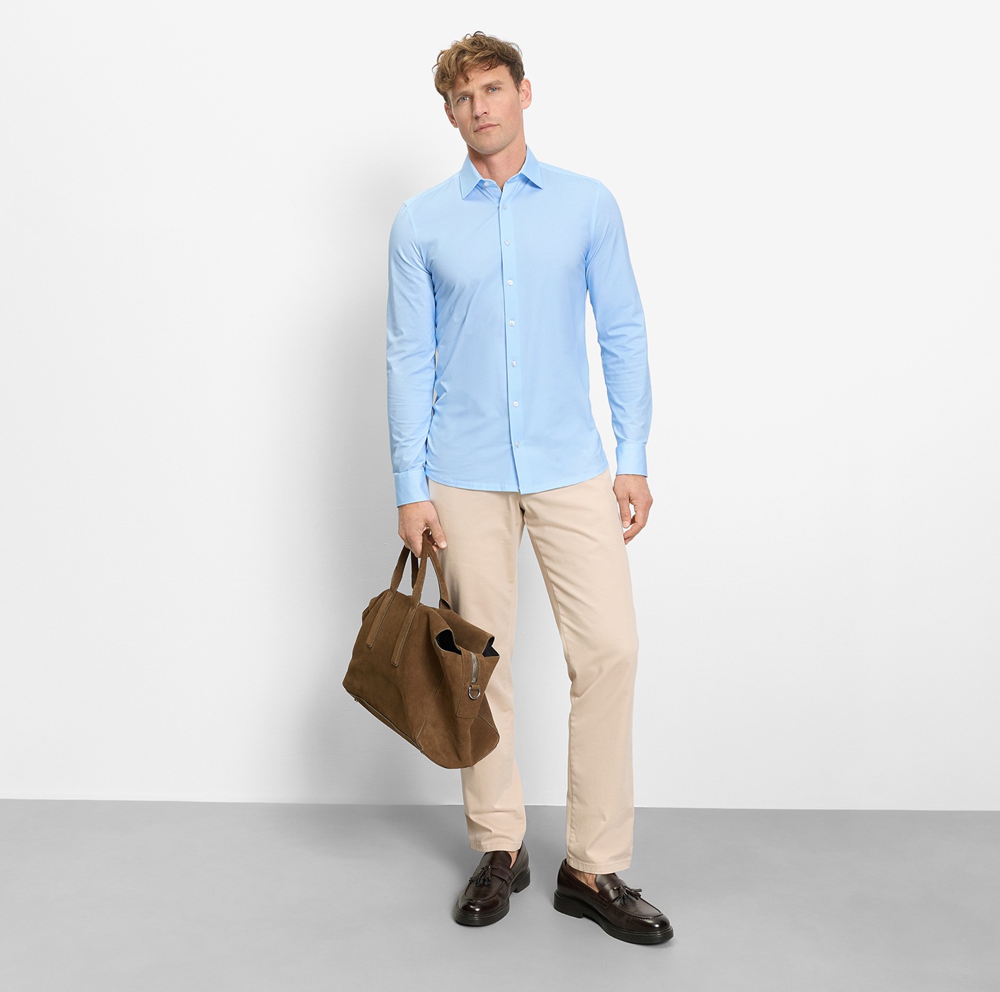 OLYMP Langarmhemd »24/7 - Level 5« Body fit, New York Kentkragen, Businesshemd, Jersey-Qualität