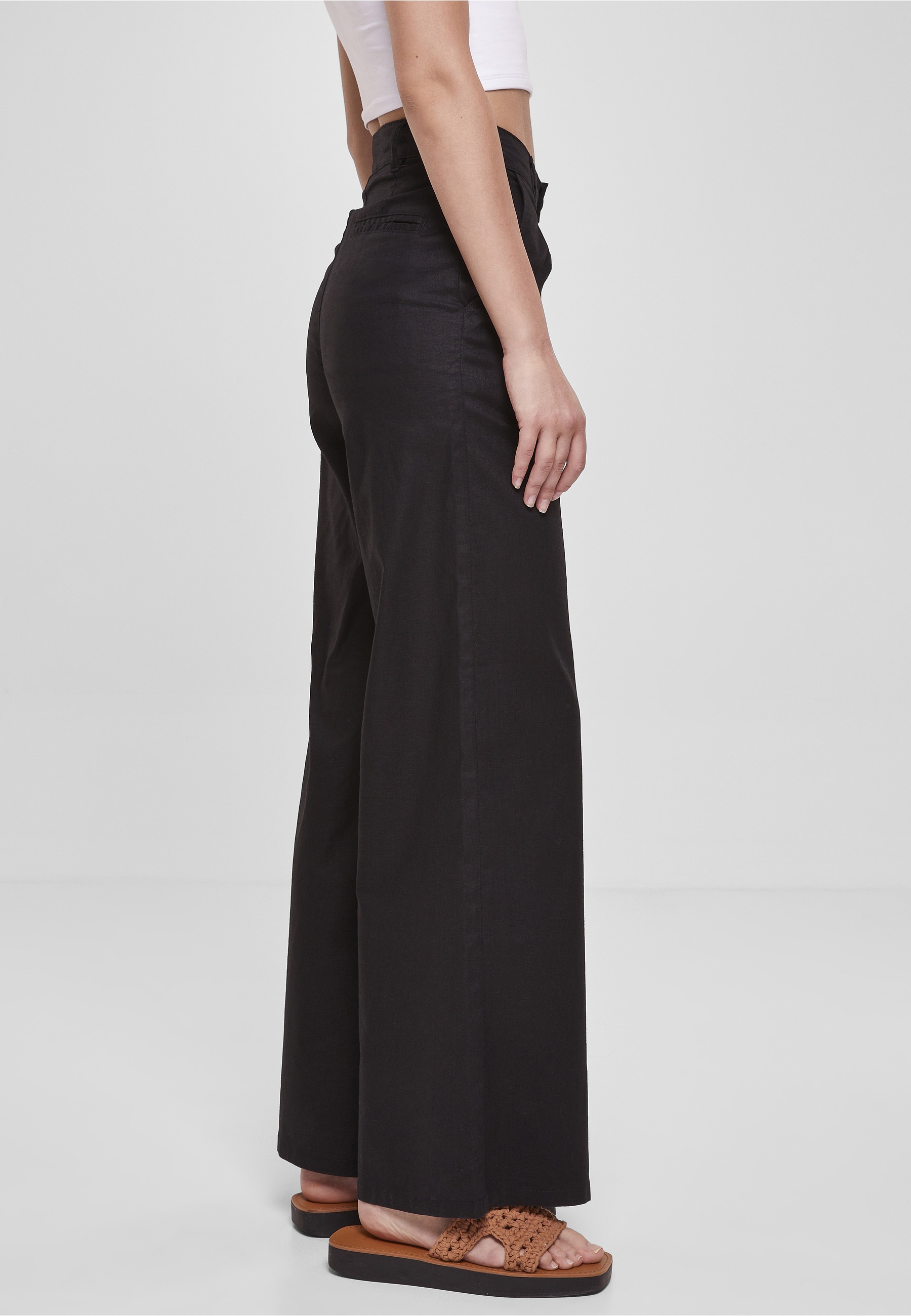 URBAN CLASSICS Stoffhose »Urban Classics Damen Ladies High Linen Mixed Wide Leg Pants«
