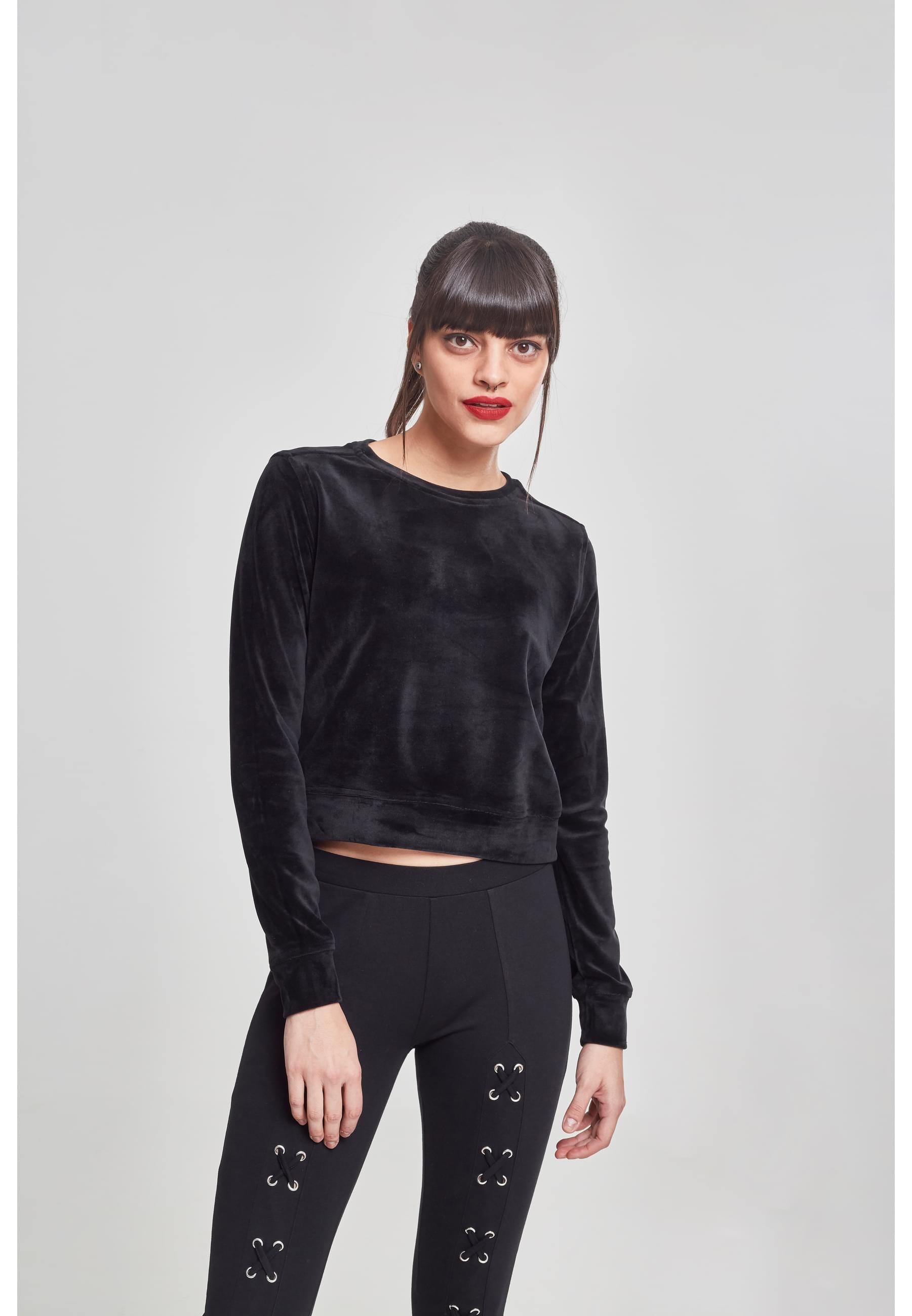 URBAN CLASSICS Sweatshirt »Urban Classics Damen Ladies Short Velvet Crew«, 1 Stk.
