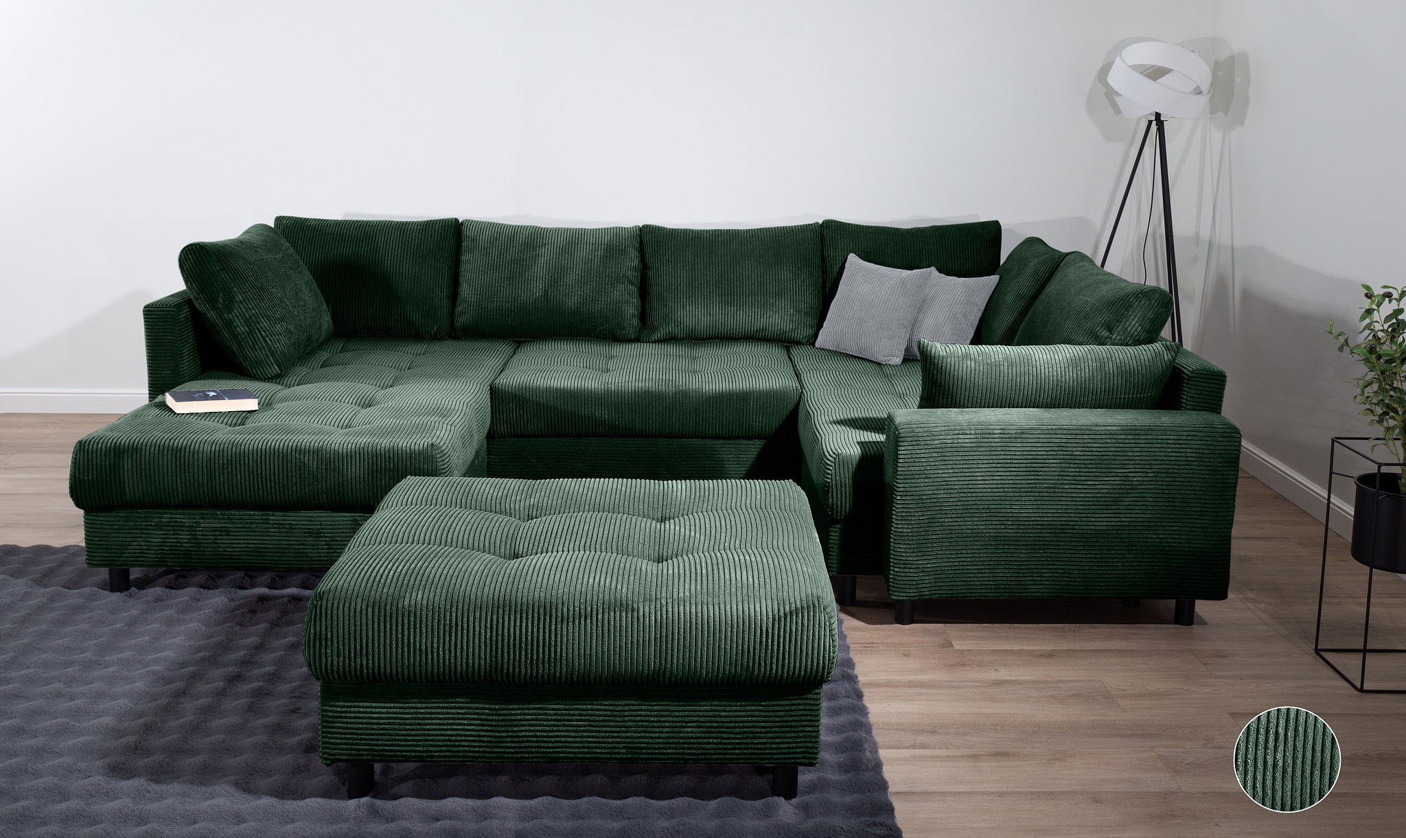 COLLECTION AB Wohnlandschaft "Toni U-Form, B: 298 cm" Set: Sofa & Hocker, 2 Zierkissen, Federkern
