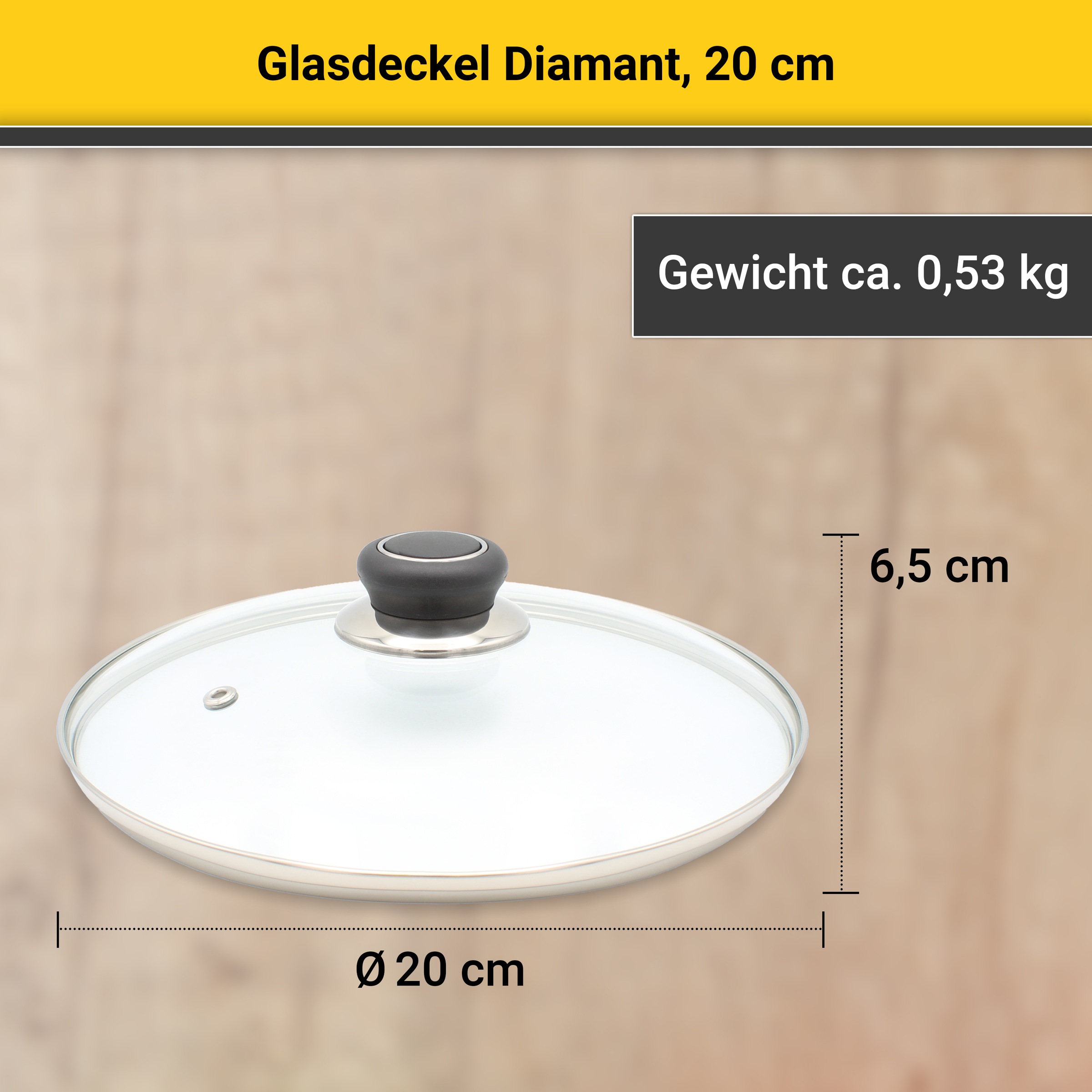 Krüger Deckel »Glasdeckel Diamant mit Kunststoffknopf« hitzebeständig bis 160°C und spülmaschinengeeignet