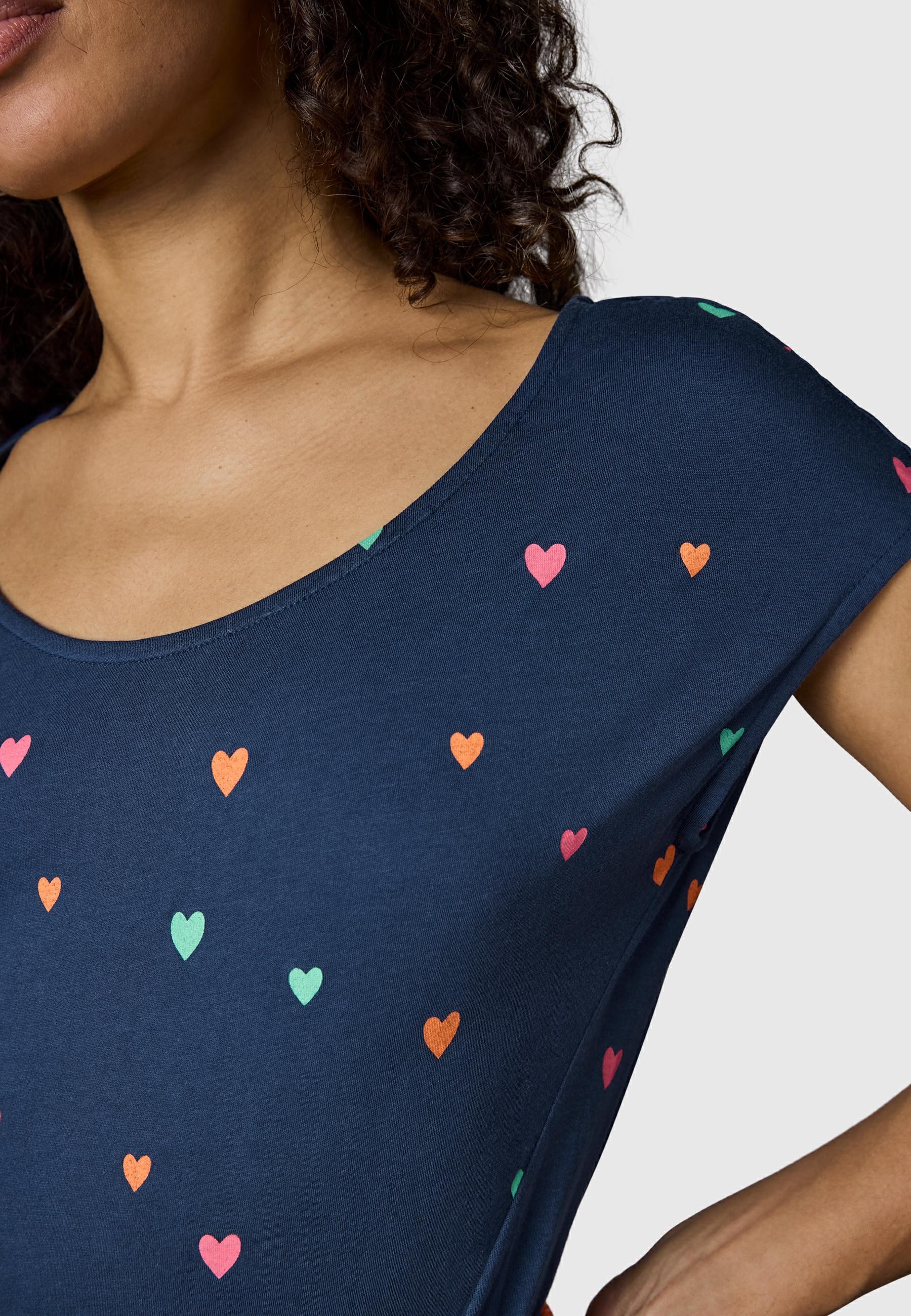 Ragwear Shirtkleid »Lilithe Hearts YOUMODO« Eingrifftaschen Sommerkleid mit Herzchen-Print und Flechtgürtel