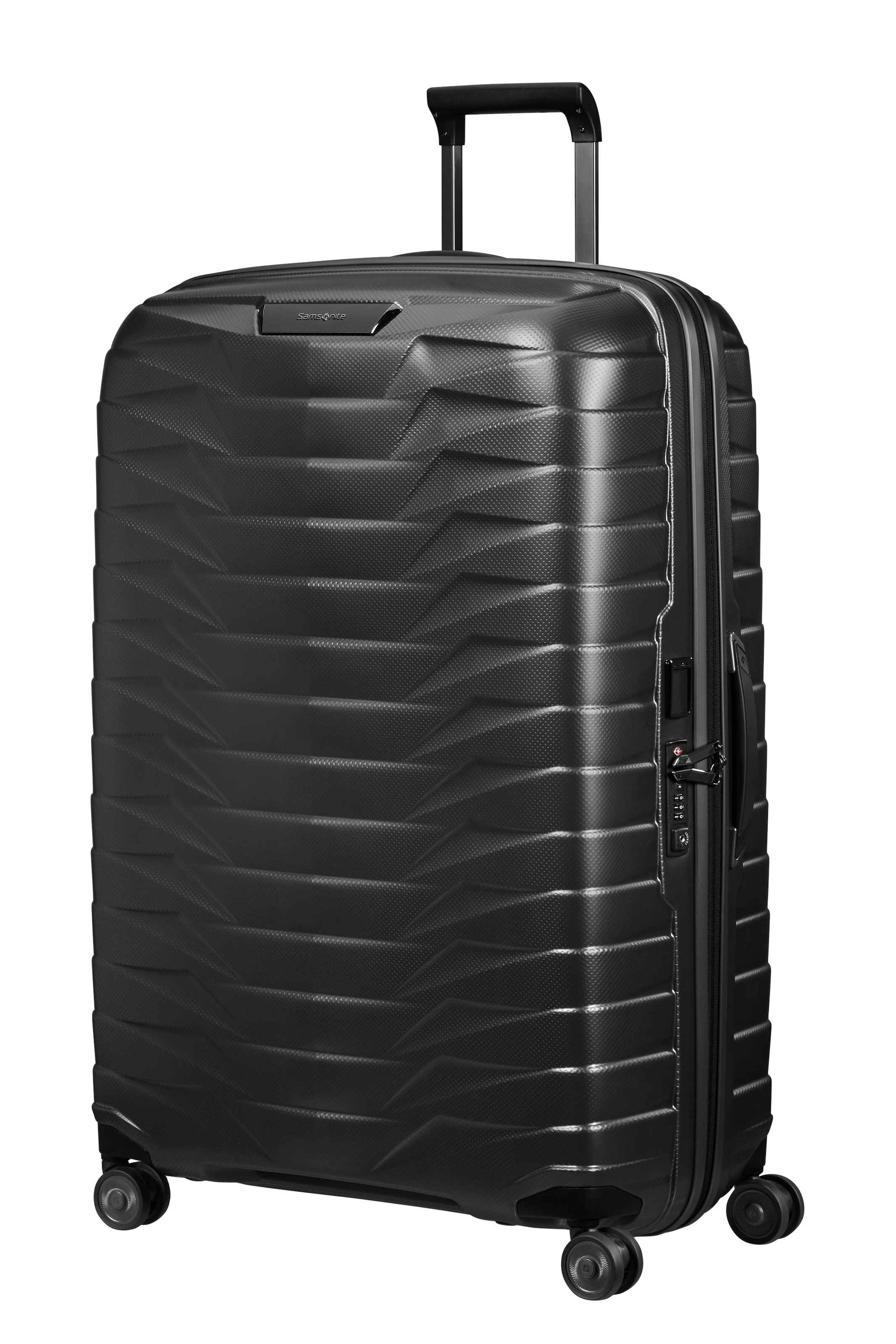 Samsonite Matt Graphit Hartschalen-Trolley "Proxis Verschiedene Größen Und Farben" 125 L 4 Rollen Arretierbares Und Versenkbares Druckknopf-Trolleysystem von Baur