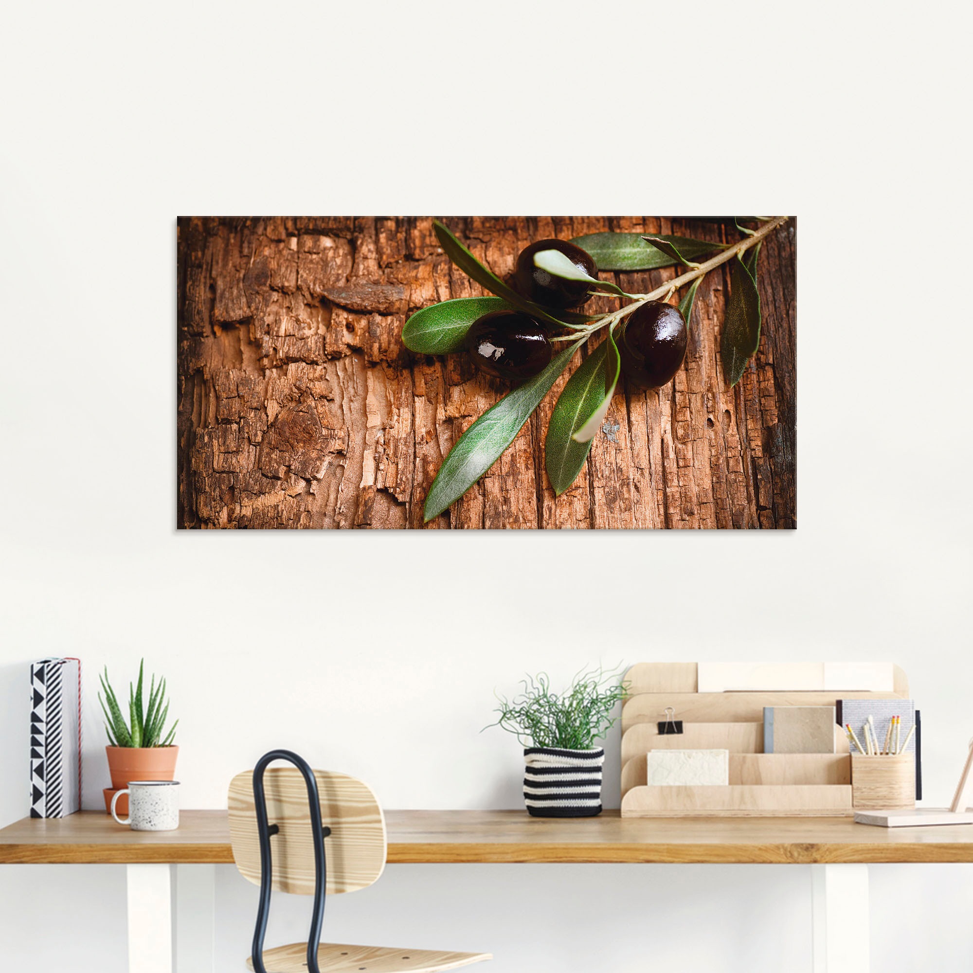 Artland Glasbild "Oliven vor einem Holzhintergrund" Speisen 1 Stk. tlg. in günstig online kaufen