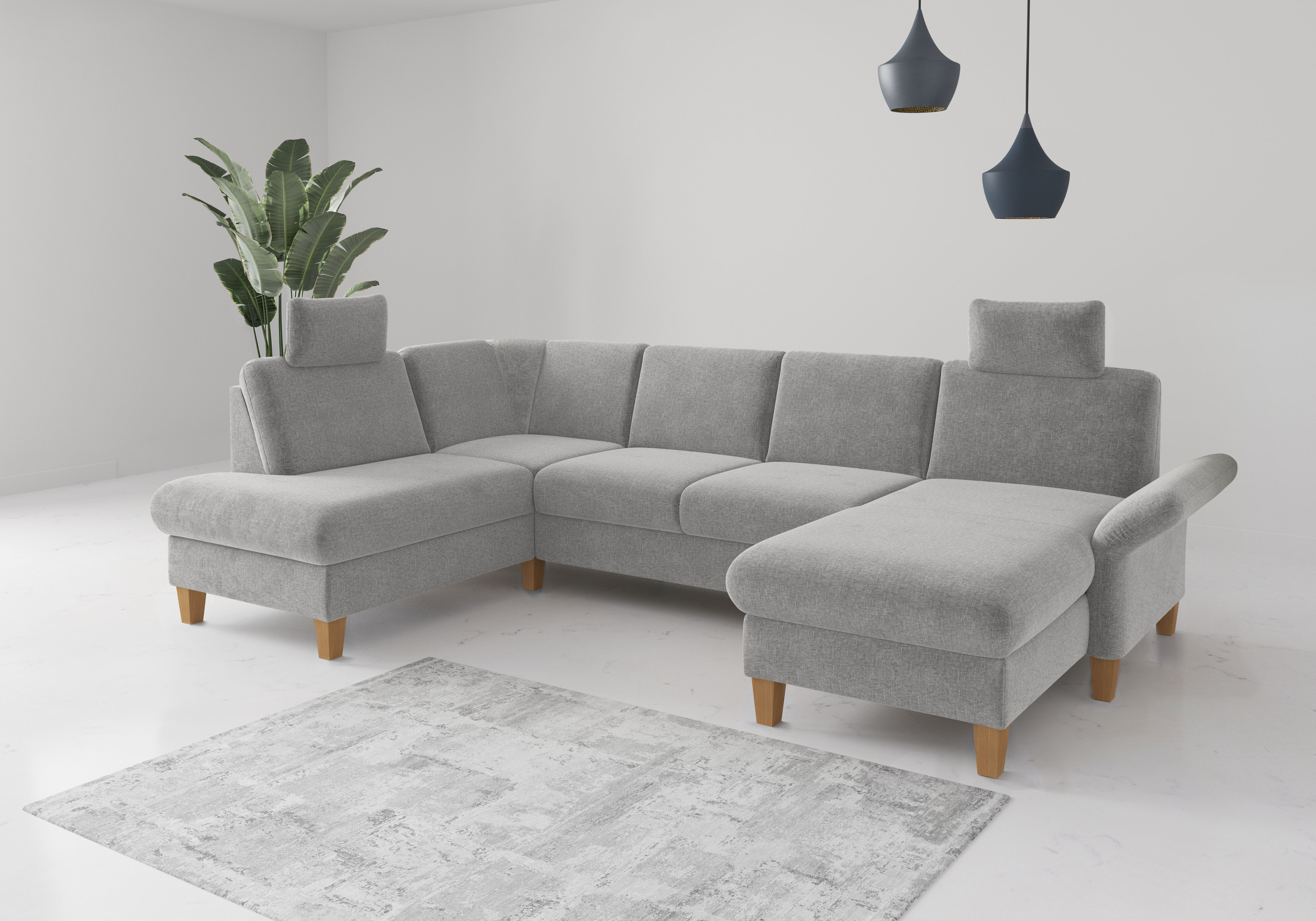OTTO home Wohnlandschaft "Rochelle, U-Form" optional mit Armteilverstellung, mit Schlaffunktion & Bettkasten